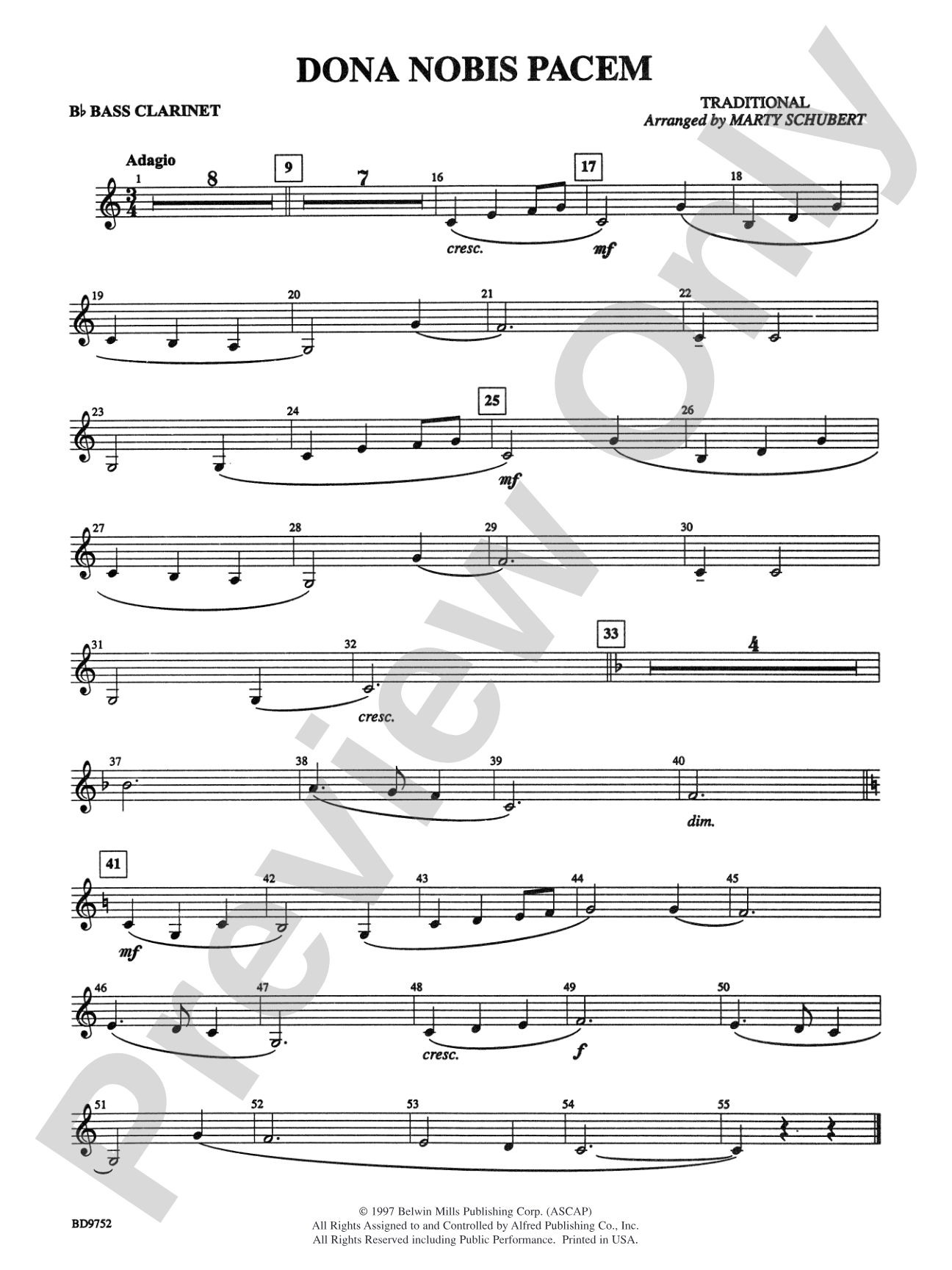 Dona Nobis Pacem: B-flat Bass Clarinet