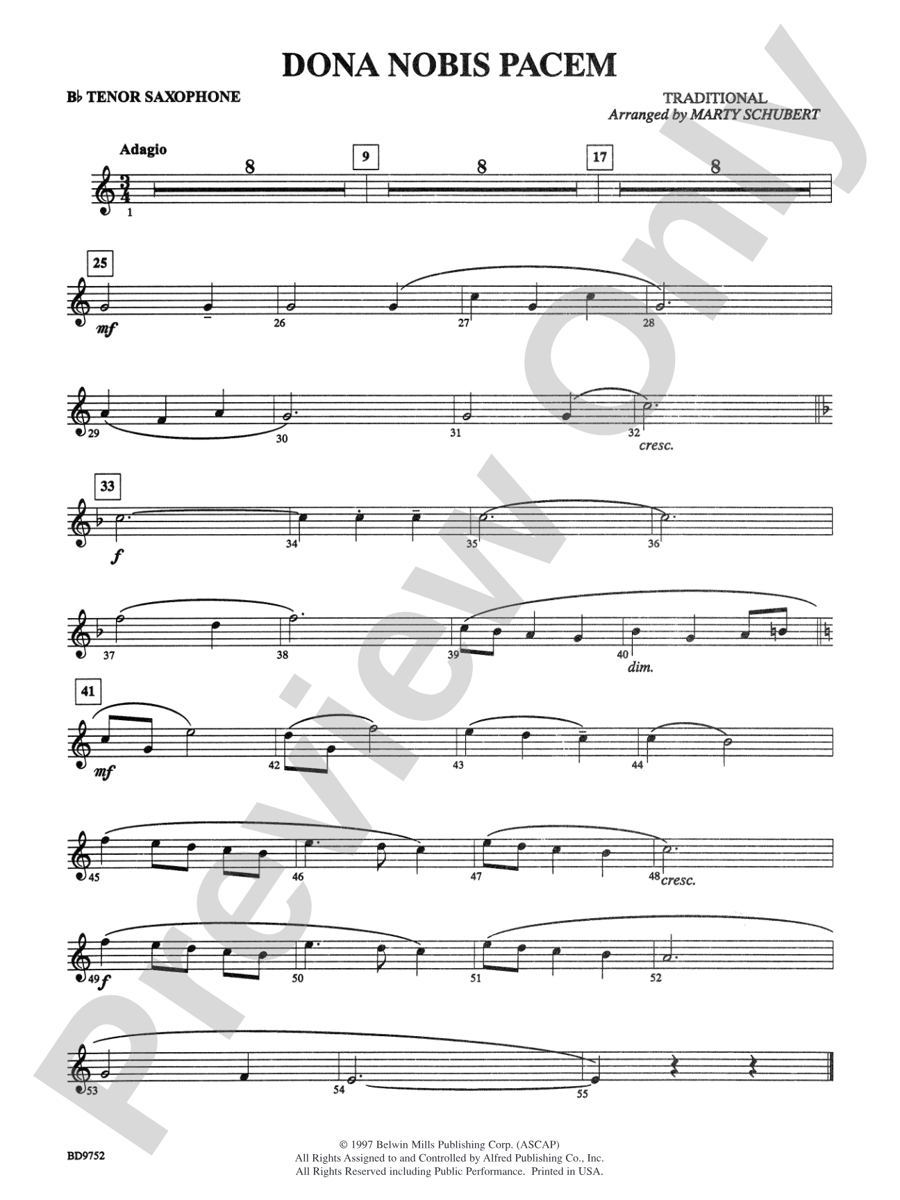 Dona Nobis Pacem: B-flat Tenor Saxophone