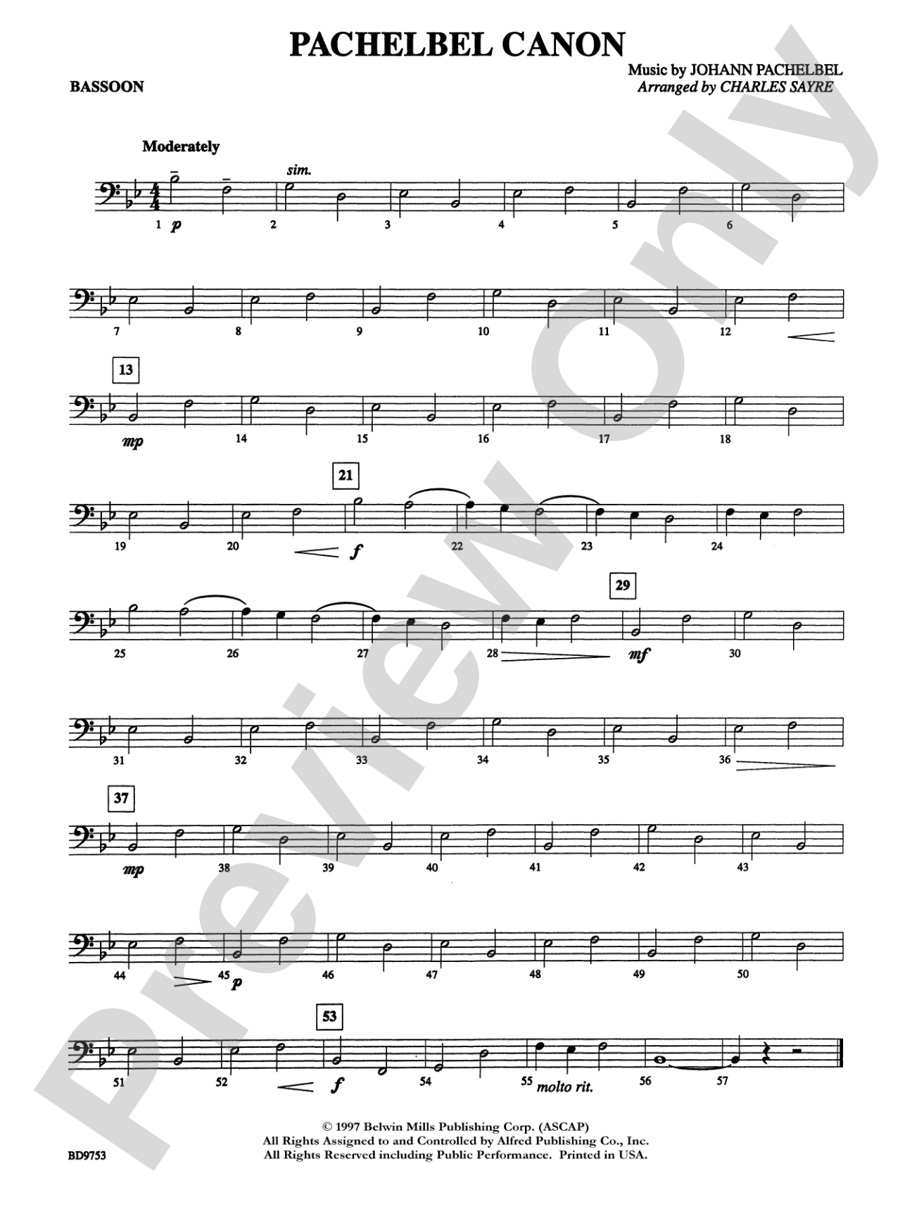 Pachelbel Canon: Bassoon