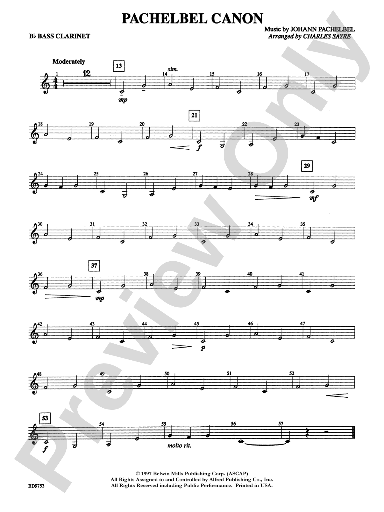 Pachelbel Canon: B-flat Bass Clarinet