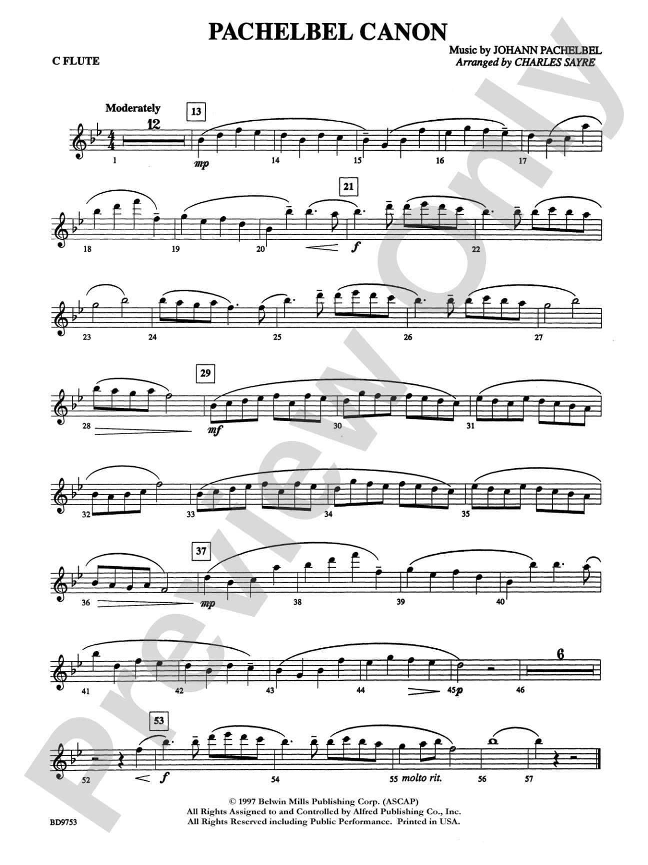 Pachelbel Canon: Flute