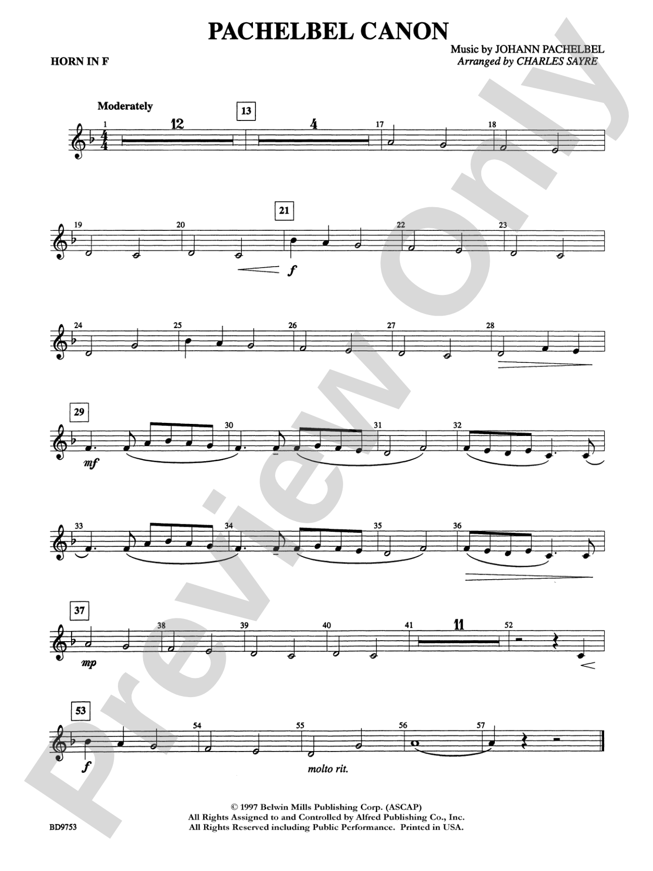 Pachelbel Canon: 1st F Horn