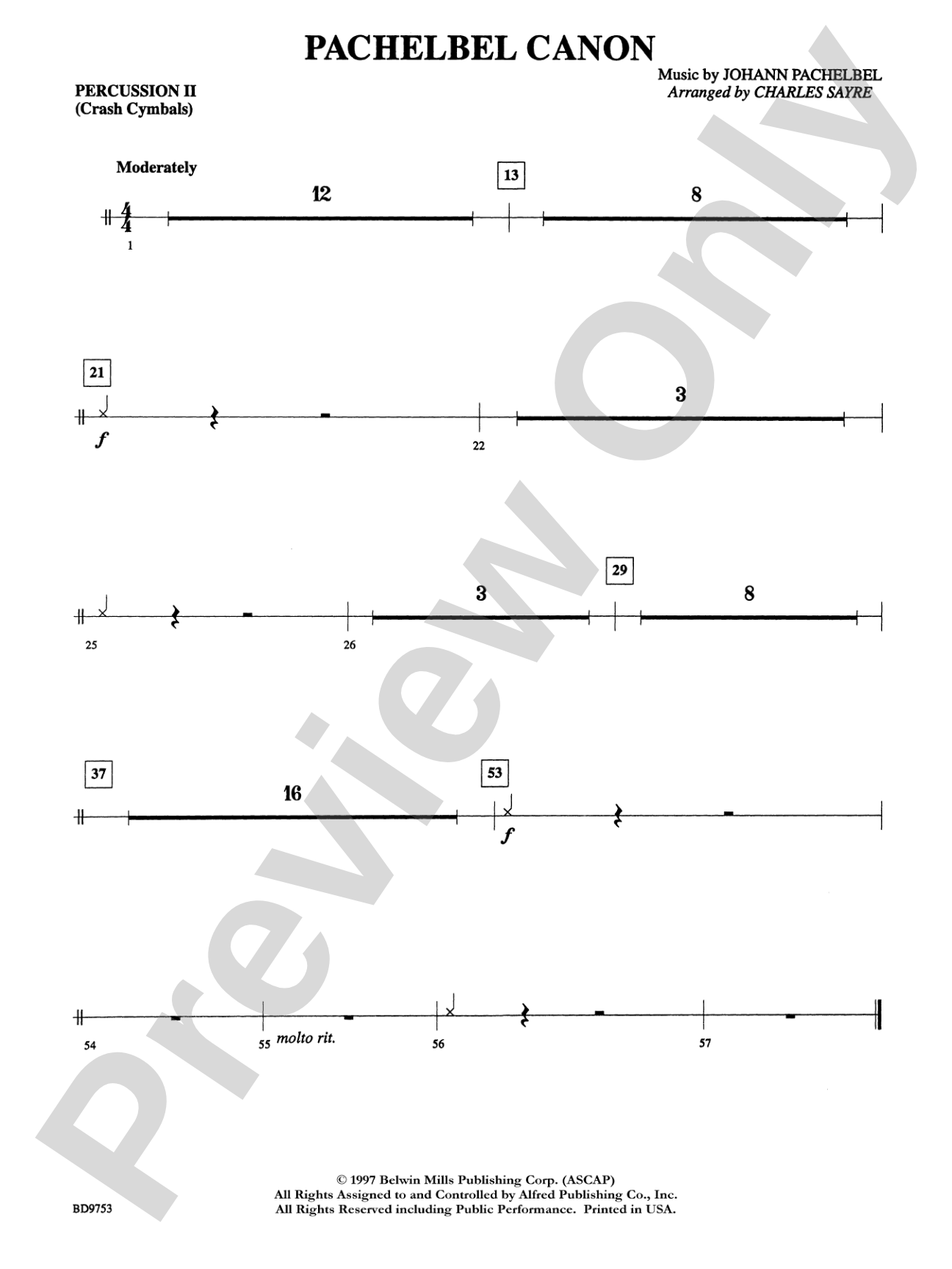 Pachelbel Canon: 2nd Percussion