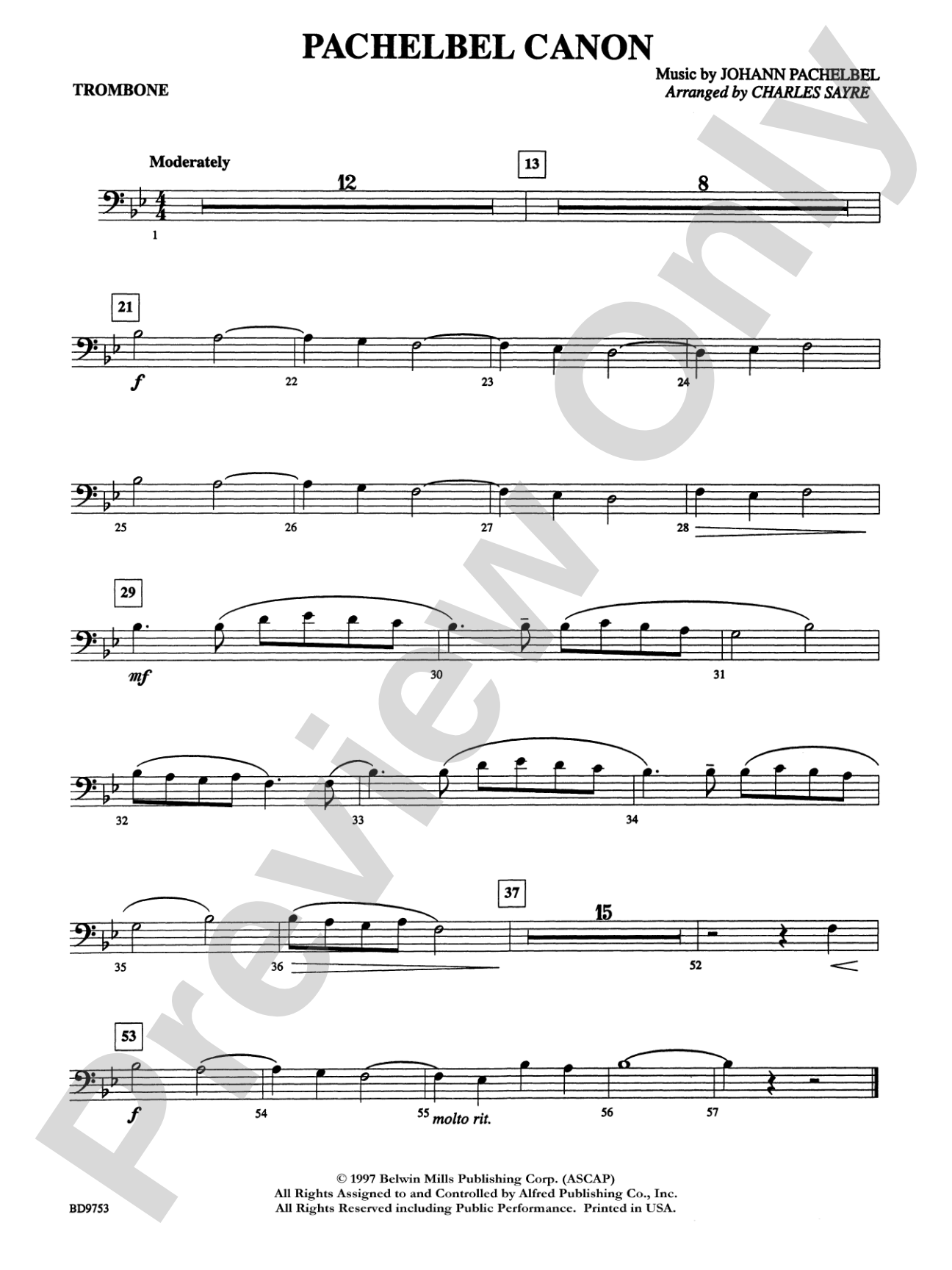 Pachelbel Canon: 1st Trombone