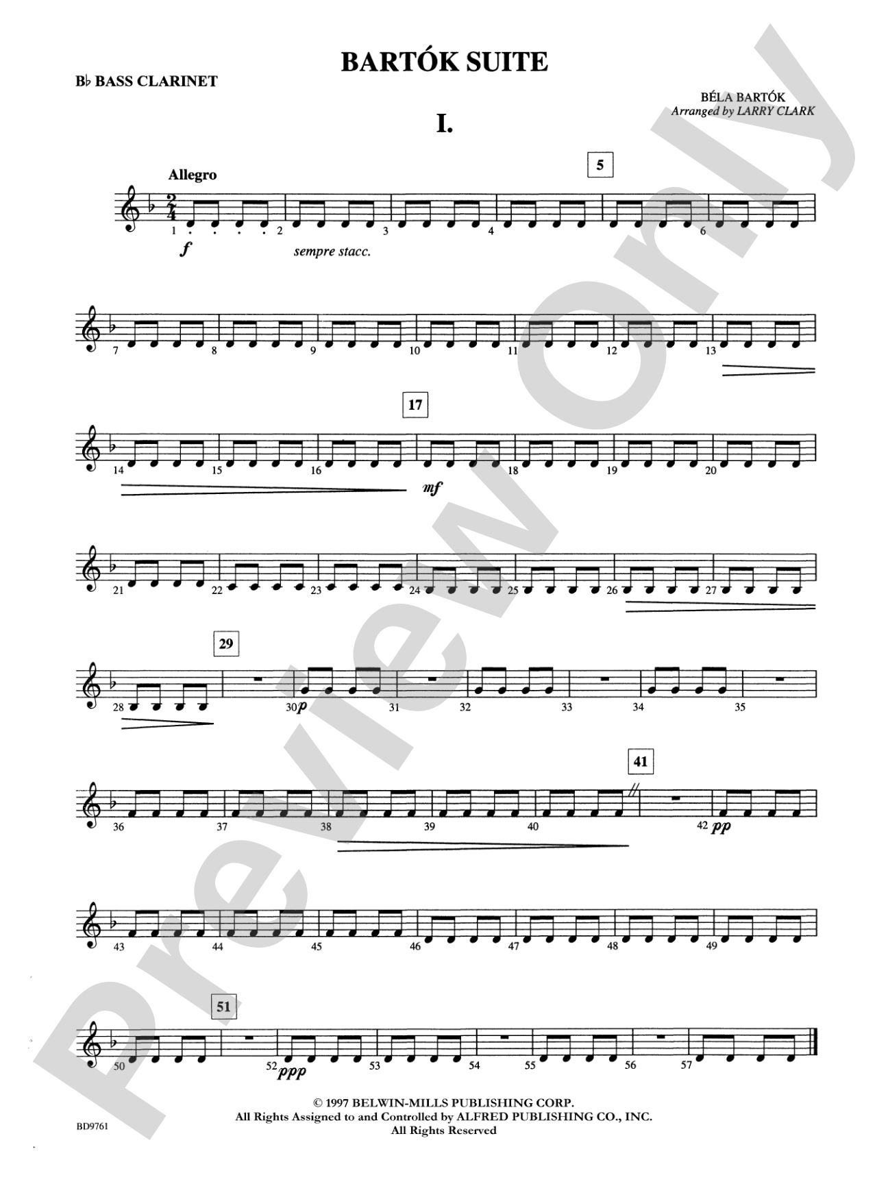 Bartók Suite (from For Children): B-flat Bass Clarinet