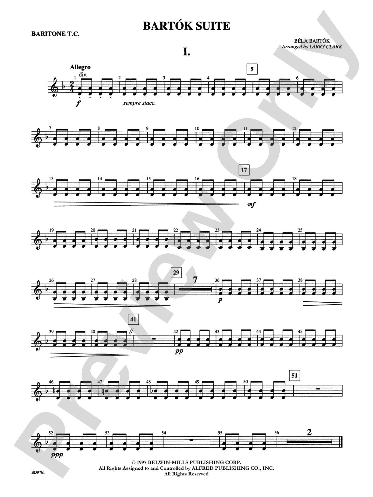 Bartók Suite (from For Children): Baritone T.C.