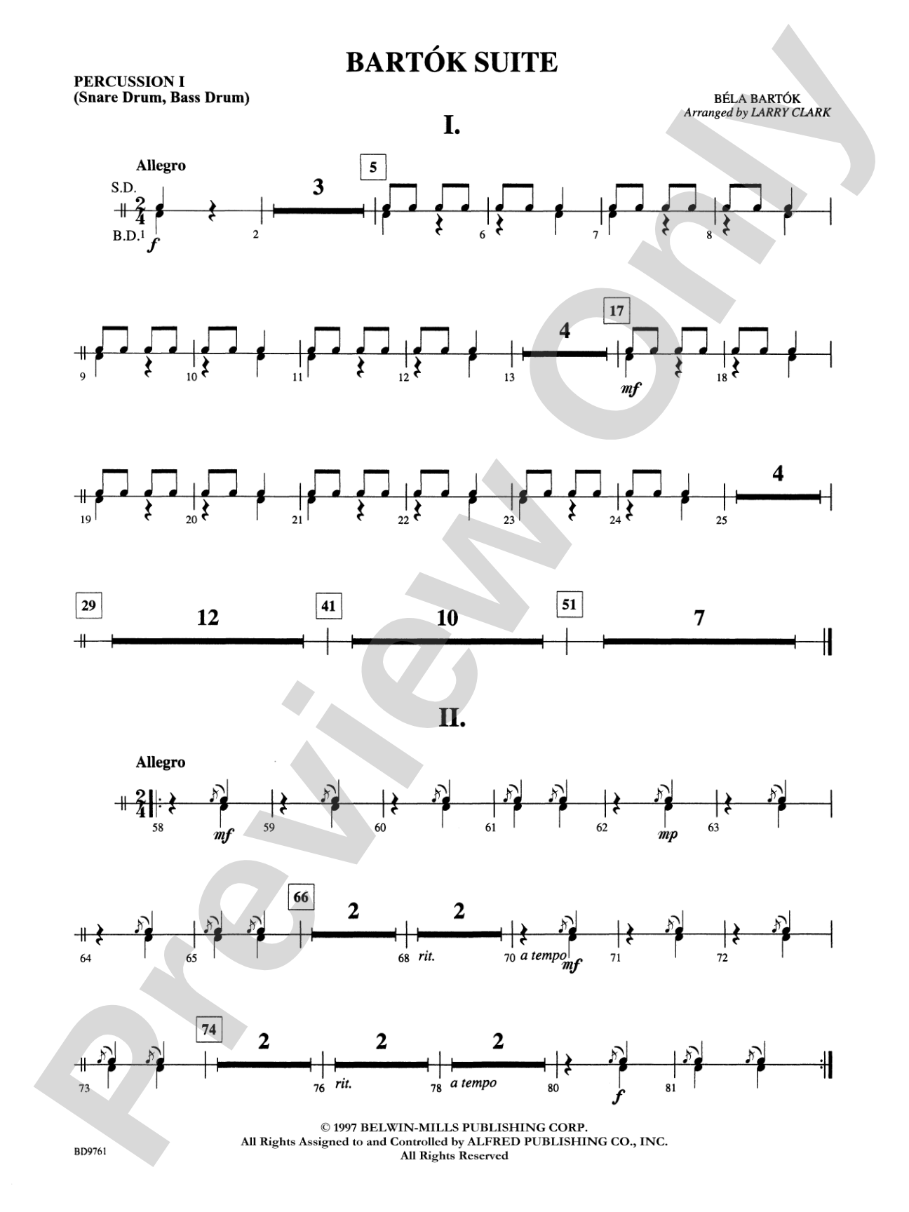Bartók Suite (from For Children): 1st Percussion
