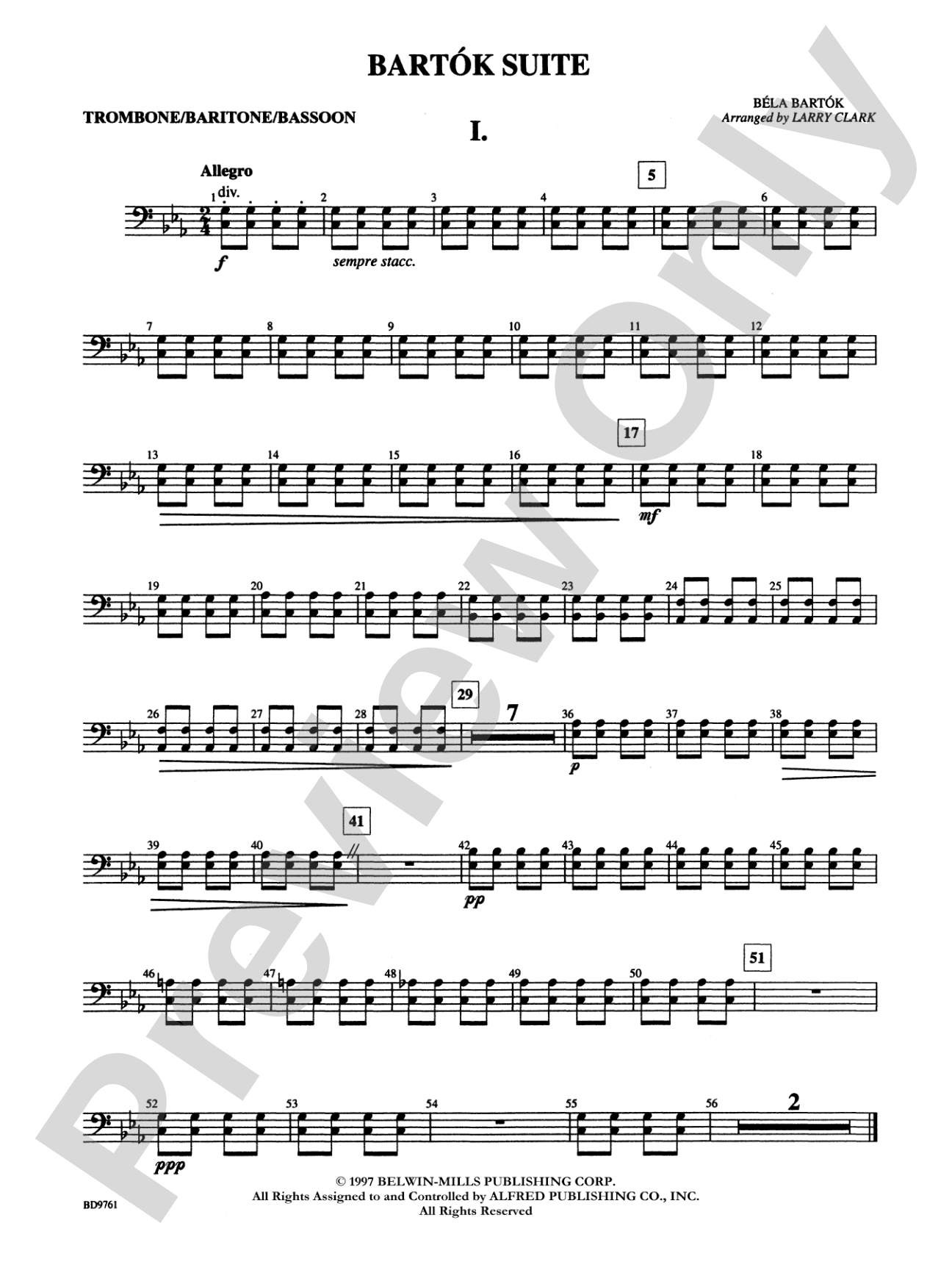 Bartók Suite (from For Children): 1st Trombone