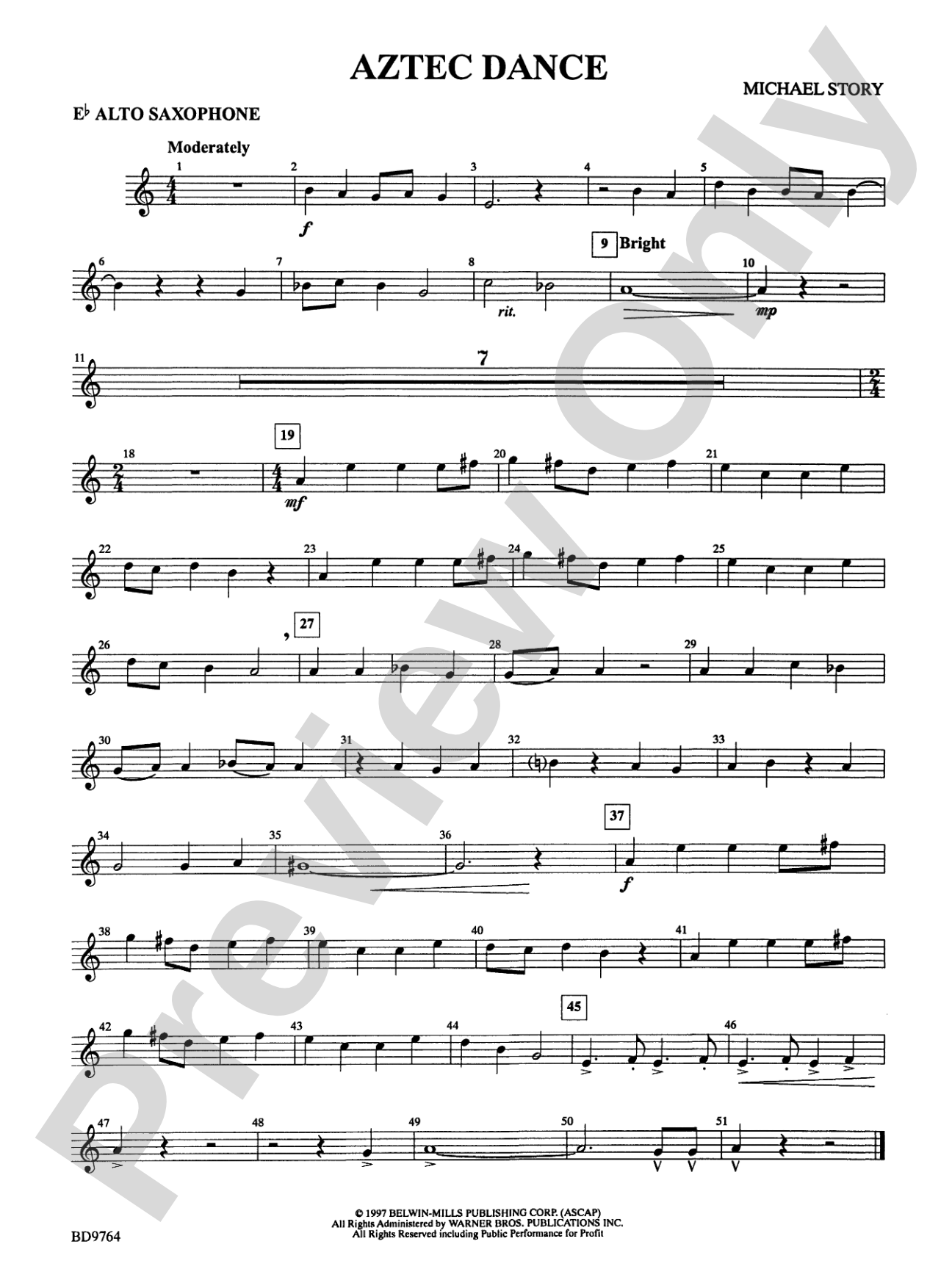 Aztec Dance: E-flat Alto Saxophone