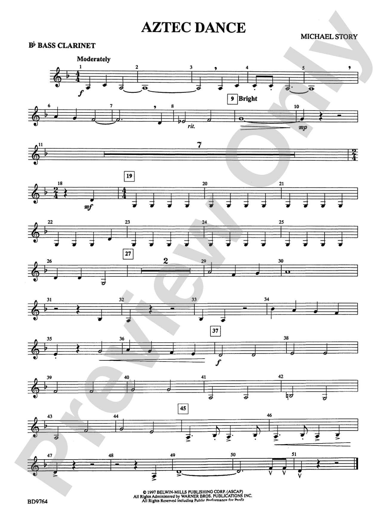 Aztec Dance: B-flat Bass Clarinet