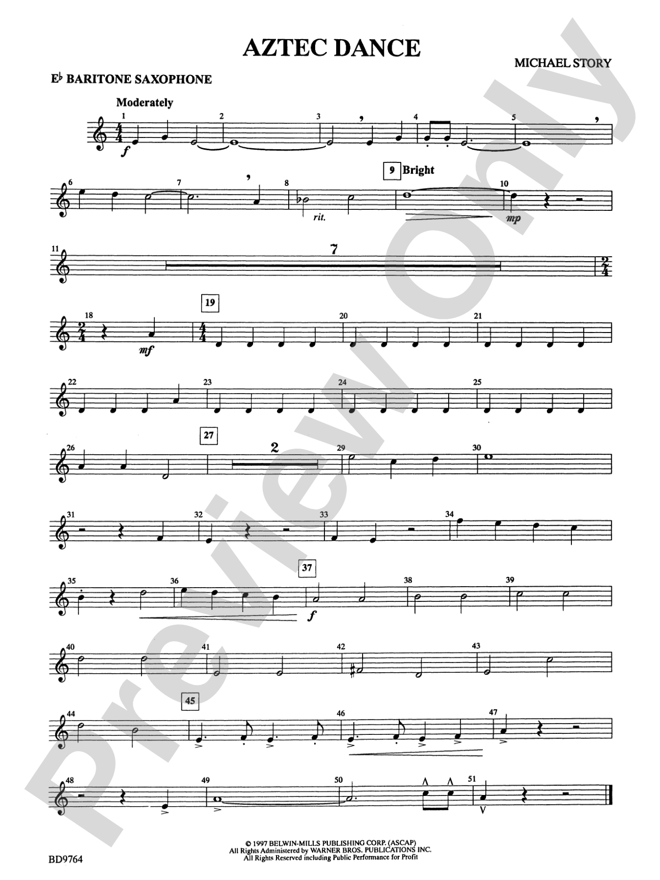 Aztec Dance: E-flat Baritone Saxophone