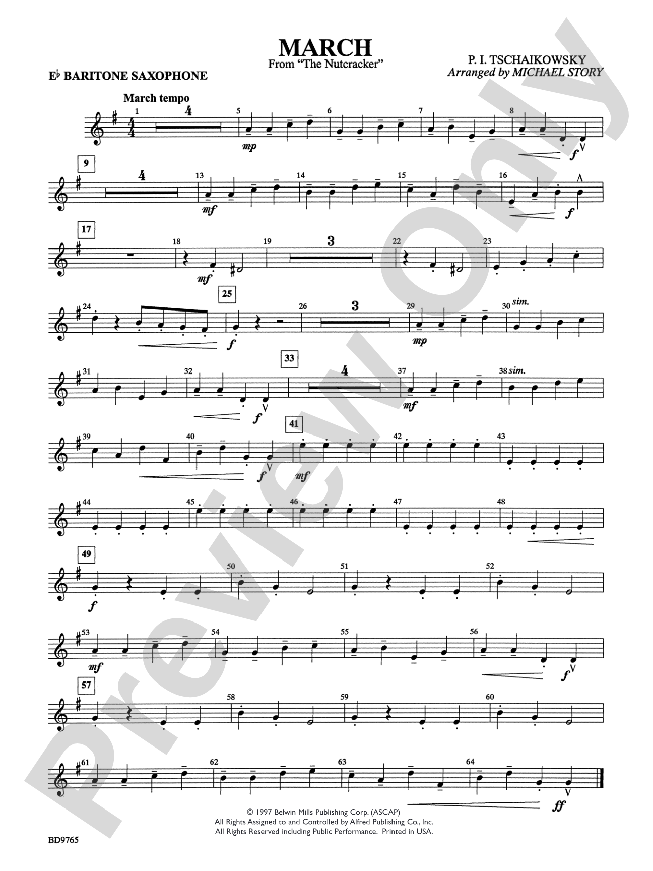 March from The Nutcracker: E-flat Baritone Saxophone