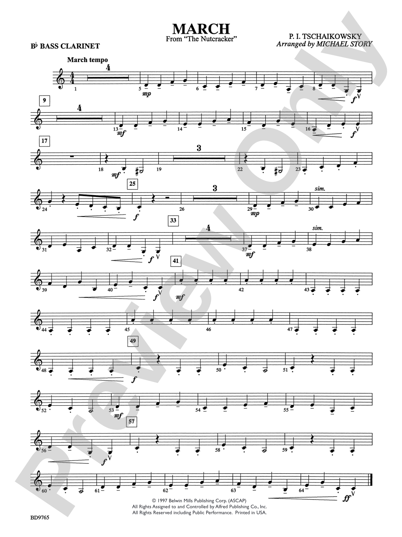 March from The Nutcracker: B-flat Bass Clarinet