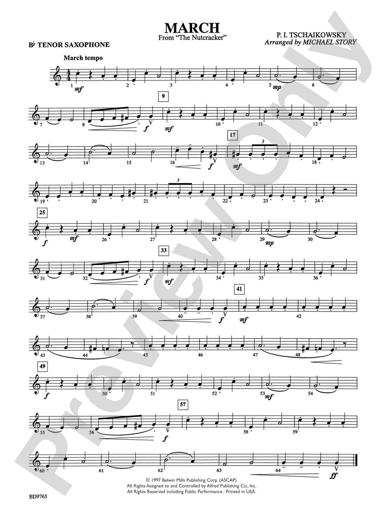 March from The Nutcracker: B-flat Tenor Saxophone