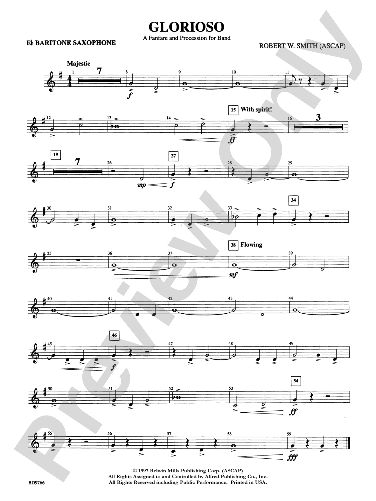 Glorioso (A Fanfare and Procession for Band): E-flat Baritone Saxophone