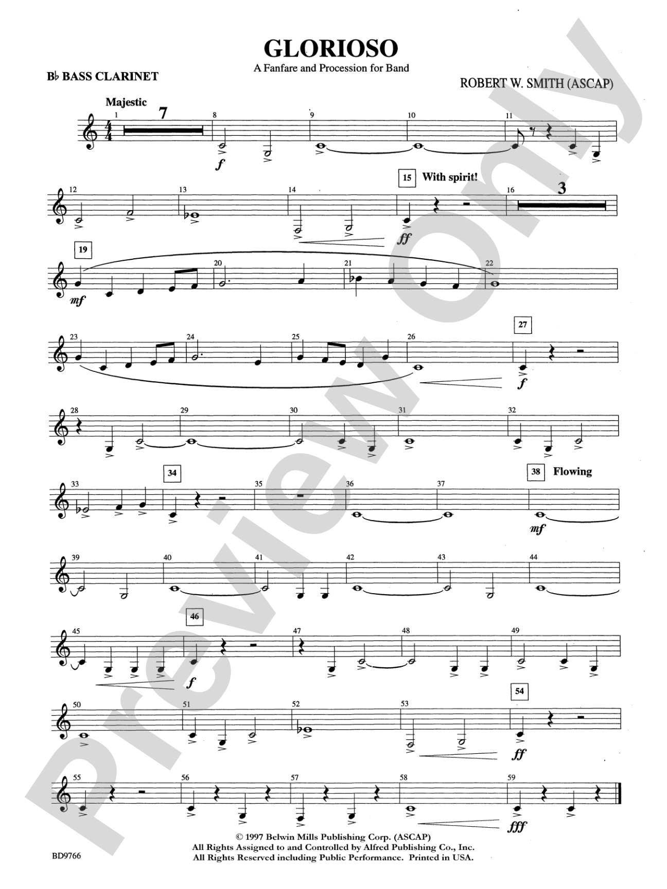 Glorioso (A Fanfare and Procession for Band): B-flat Bass Clarinet