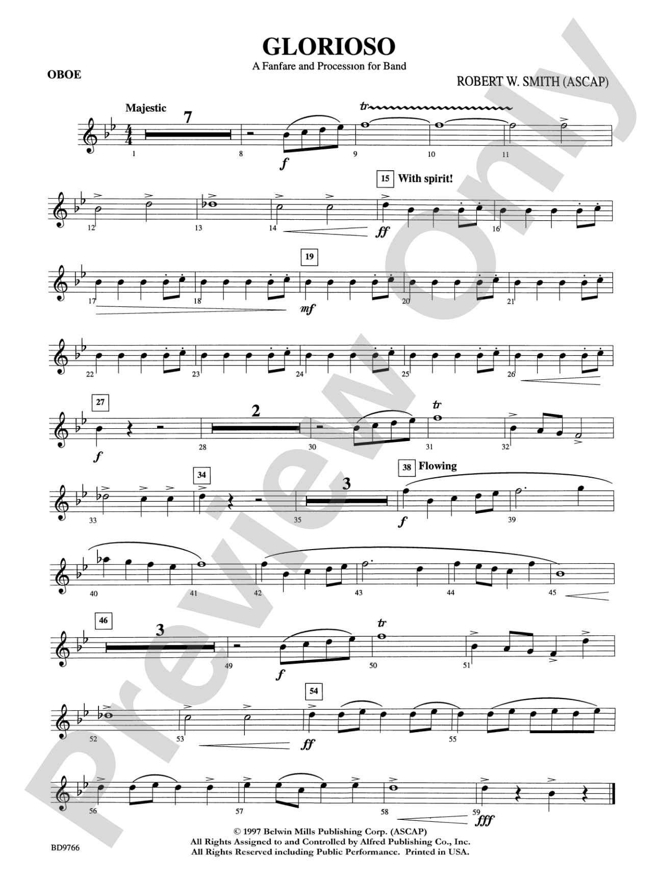 Glorioso (A Fanfare and Procession for Band): Oboe