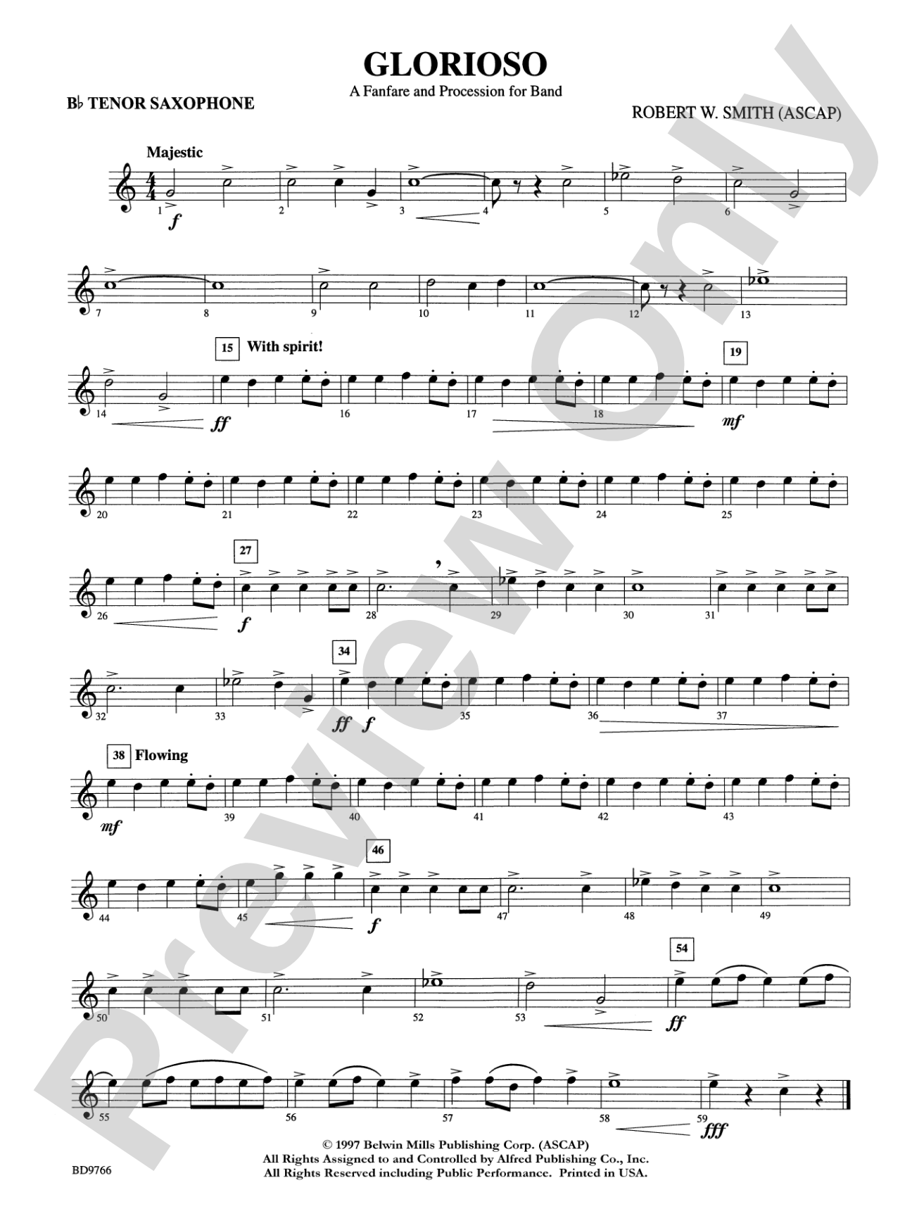 Glorioso (A Fanfare and Procession for Band): B-flat Tenor Saxophone