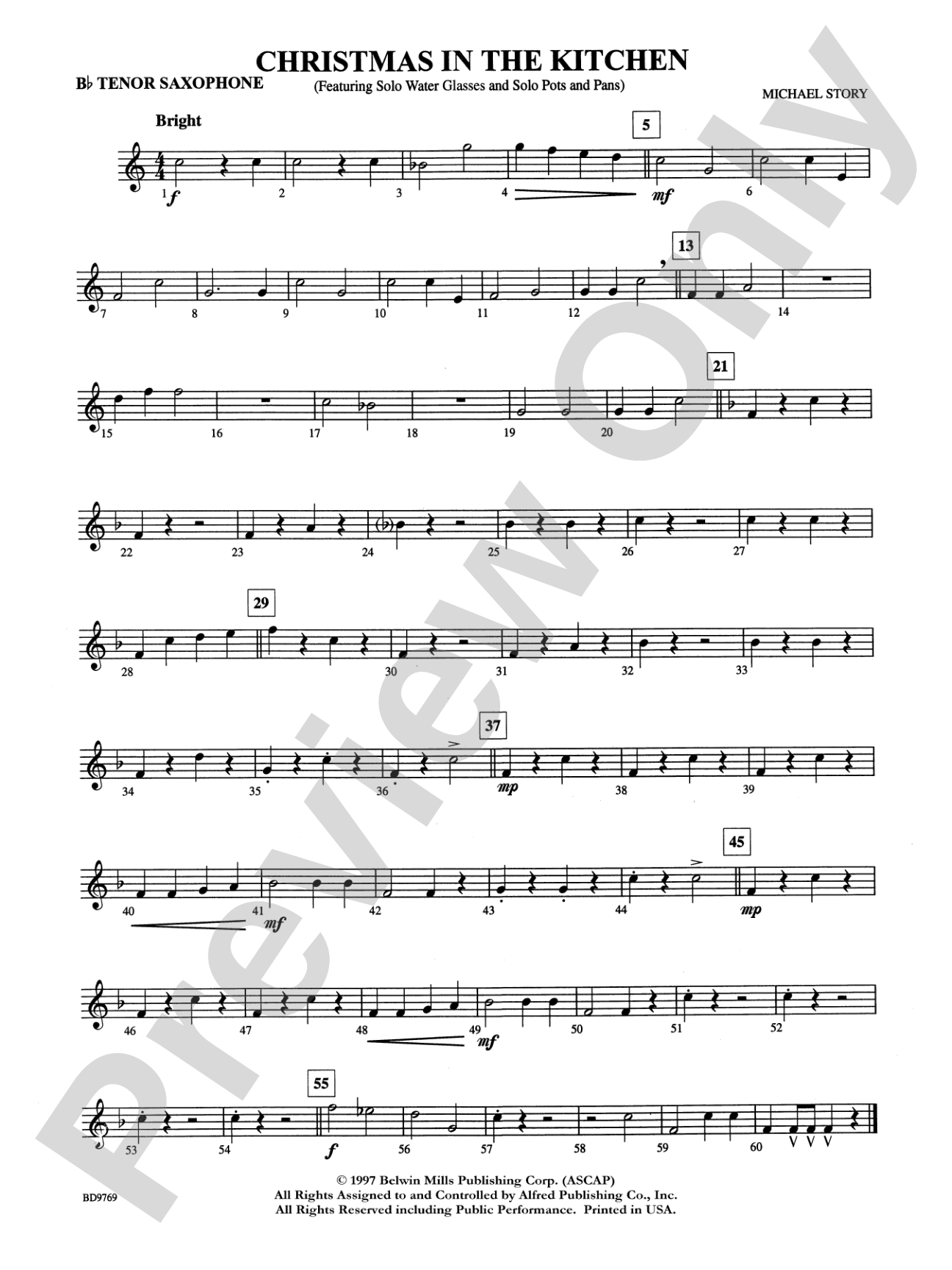 Christmas in the Kitchen: B-flat Tenor Saxophone
