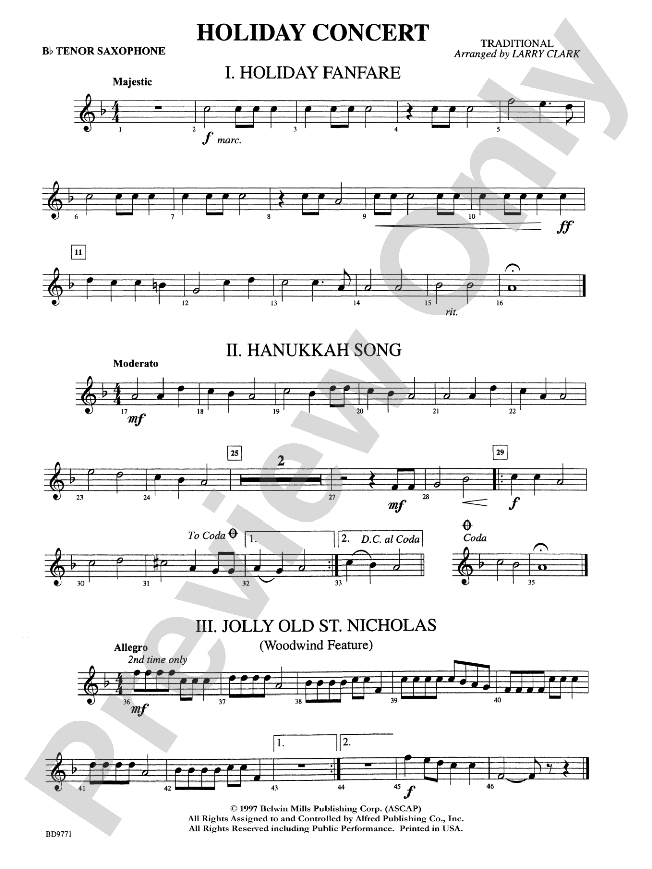 Holiday Concert: B-flat Tenor Saxophone