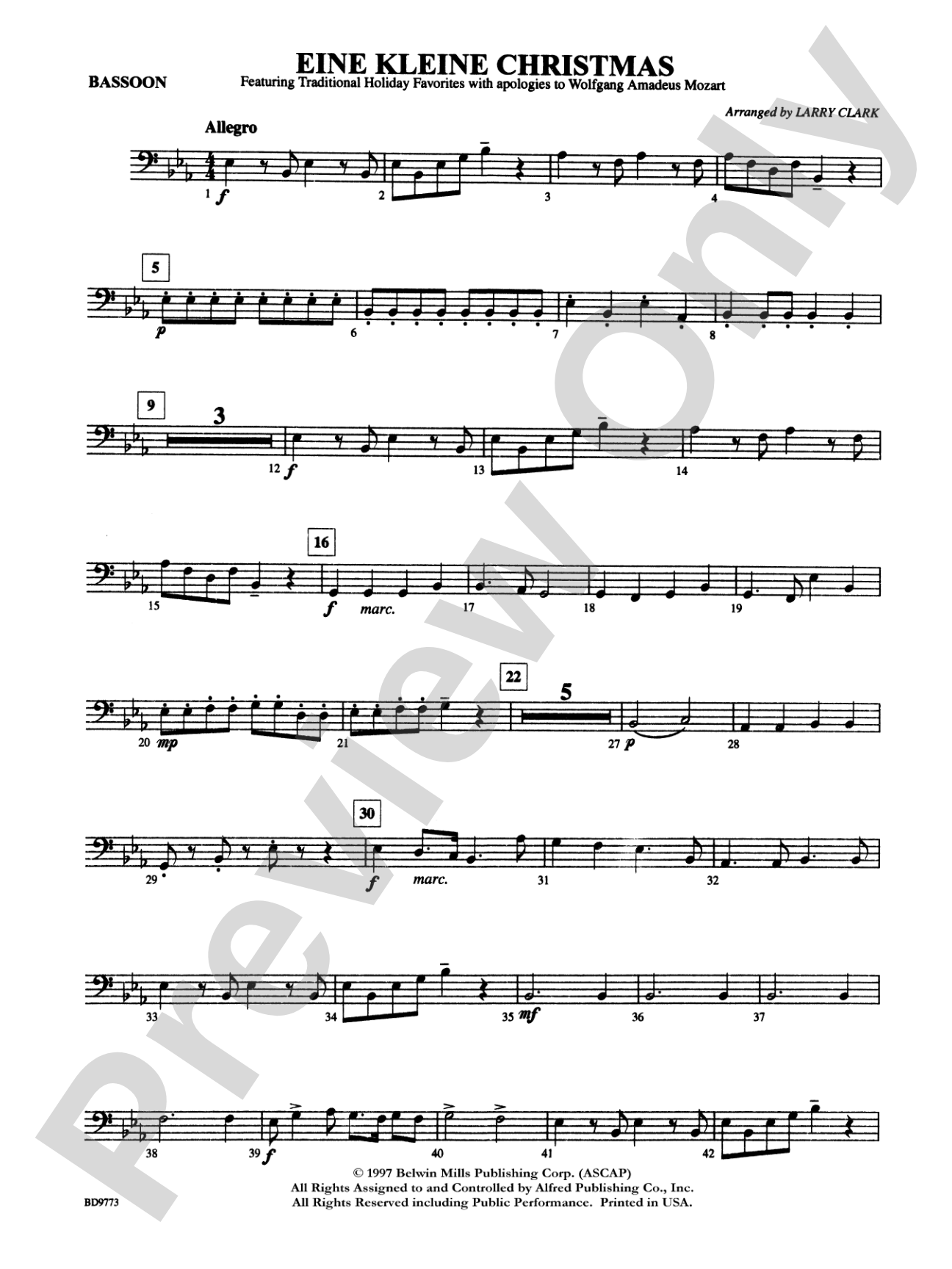 Eine Kleine Christmas (featuring Traditional Holiday Favorites (with apologies to Wolfgang Amadeus Mozart)): Bassoon
