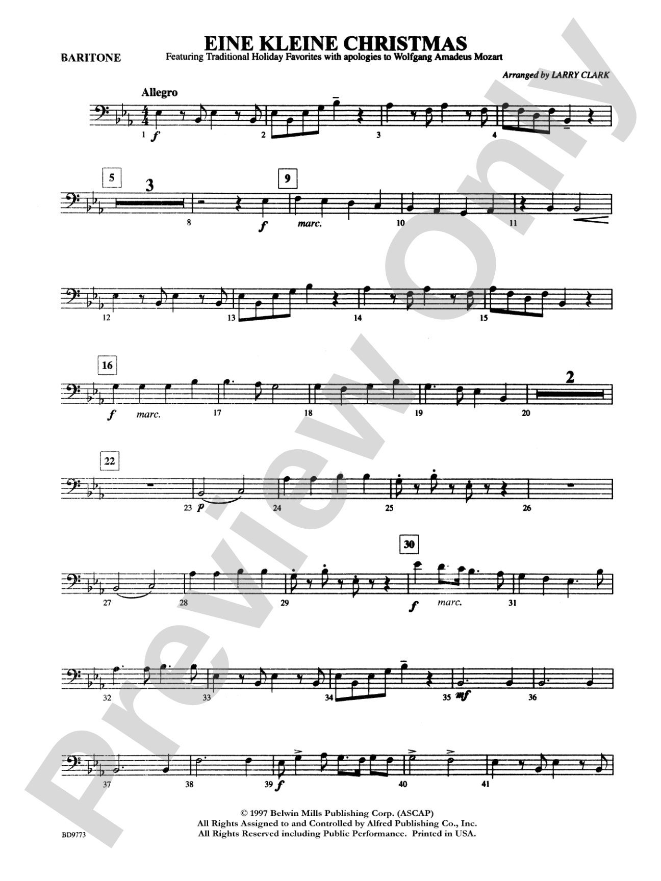 Eine Kleine Christmas (featuring Traditional Holiday Favorites (with apologies to Wolfgang Amadeus Mozart)): Baritone B.C.