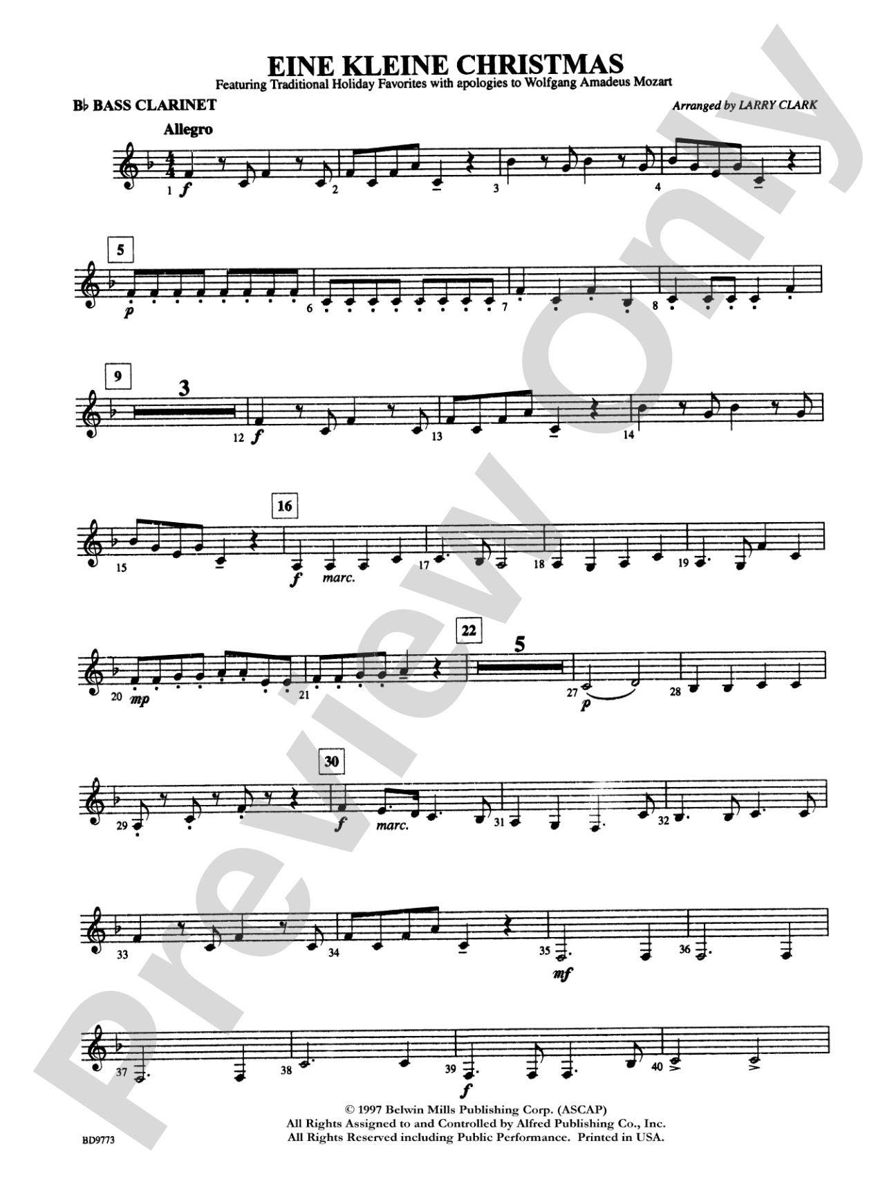 Eine Kleine Christmas (featuring Traditional Holiday Favorites (with apologies to Wolfgang Amadeus Mozart)): B-flat Bass Clarinet