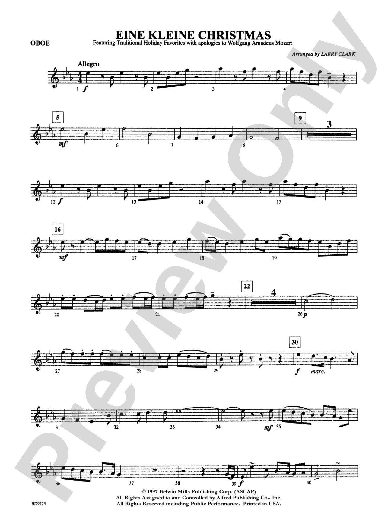 Eine Kleine Christmas (featuring Traditional Holiday Favorites (with apologies to Wolfgang Amadeus Mozart)): Oboe