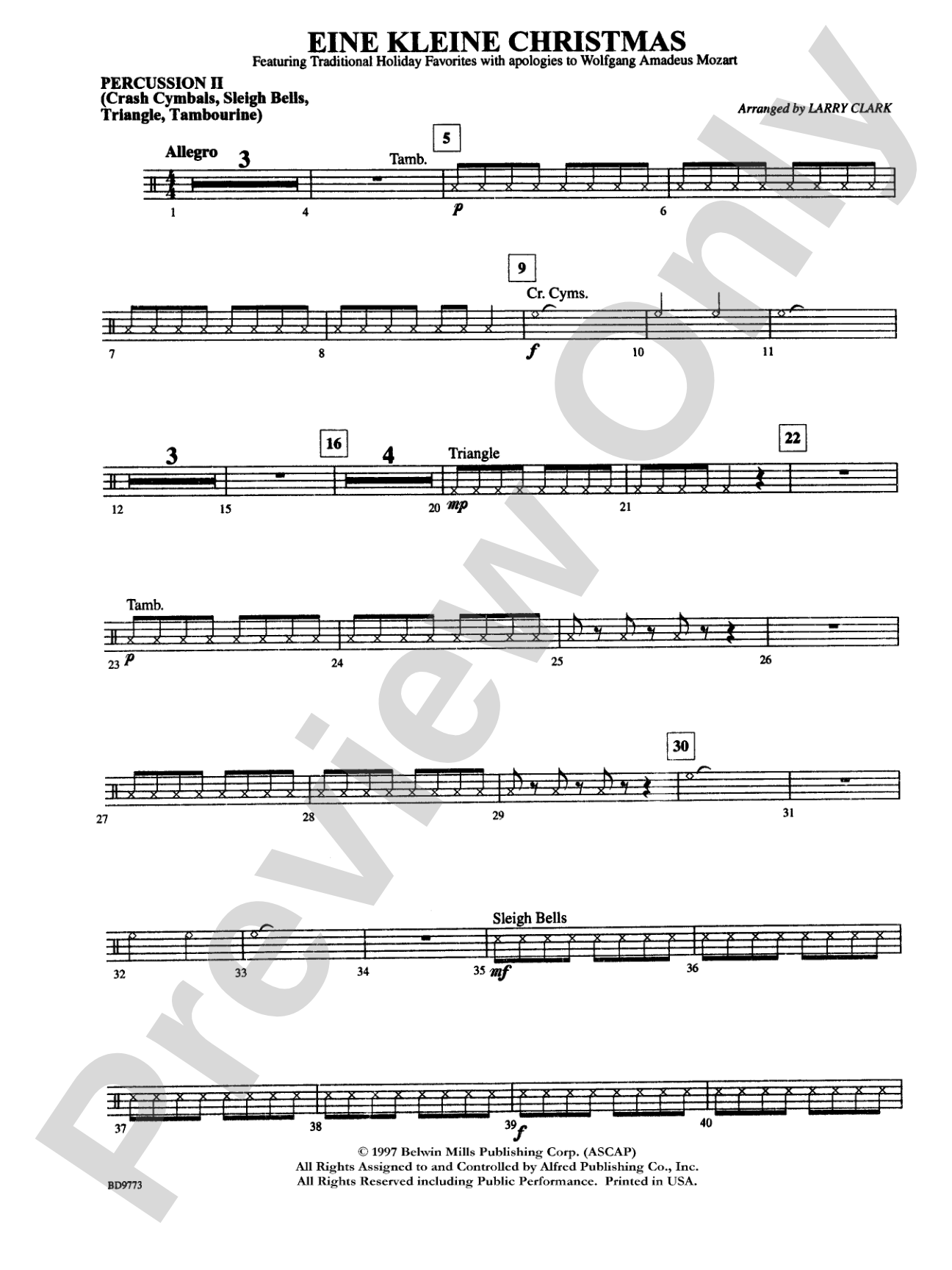 Eine Kleine Christmas (featuring Traditional Holiday Favorites (with apologies to Wolfgang Amadeus Mozart)): 2nd Percussion