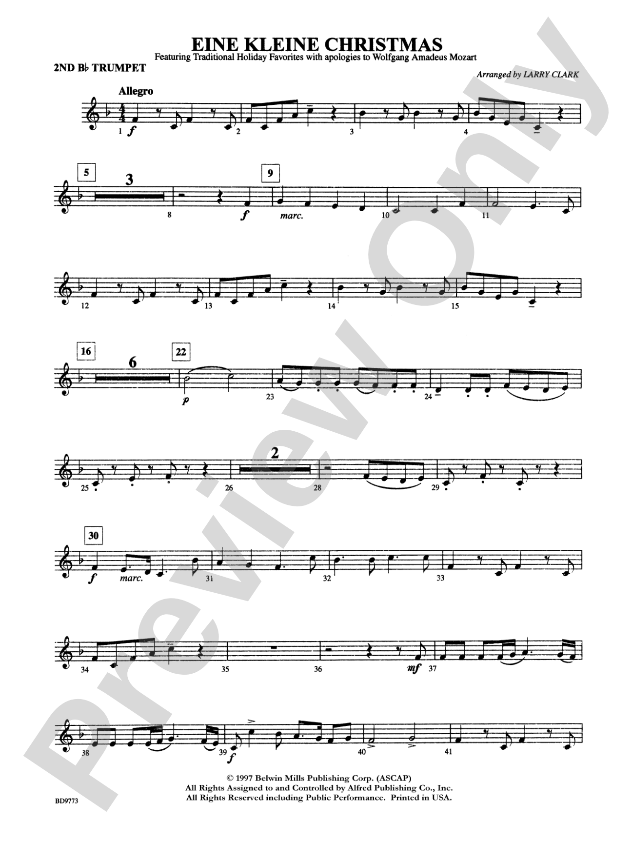 Eine Kleine Christmas (featuring Traditional Holiday Favorites (with apologies to Wolfgang Amadeus Mozart)): 2nd B-flat Trumpet