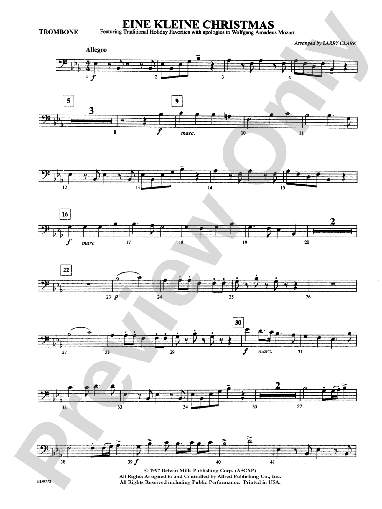 Eine Kleine Christmas (featuring Traditional Holiday Favorites (with apologies to Wolfgang Amadeus Mozart)): 1st Trombone