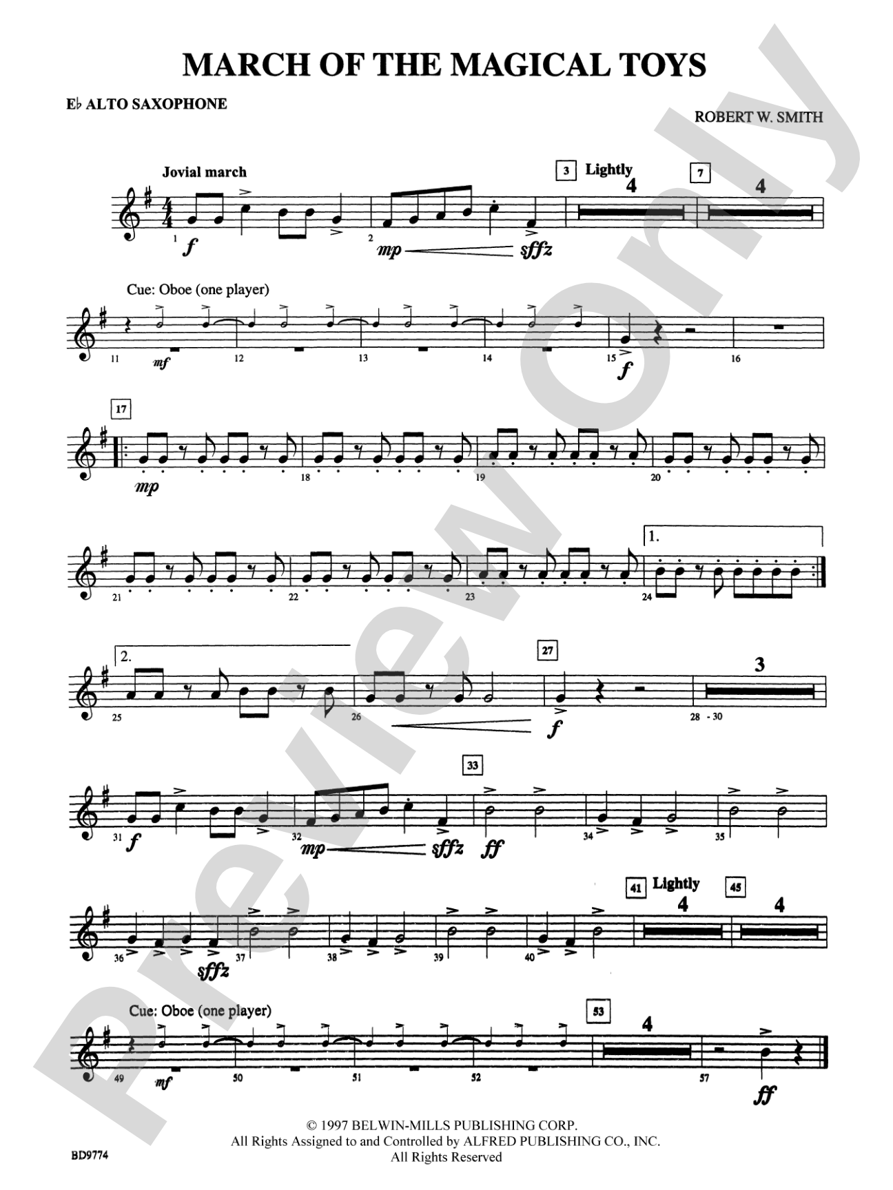 March of the Magical Toys: E-flat Alto Saxophone