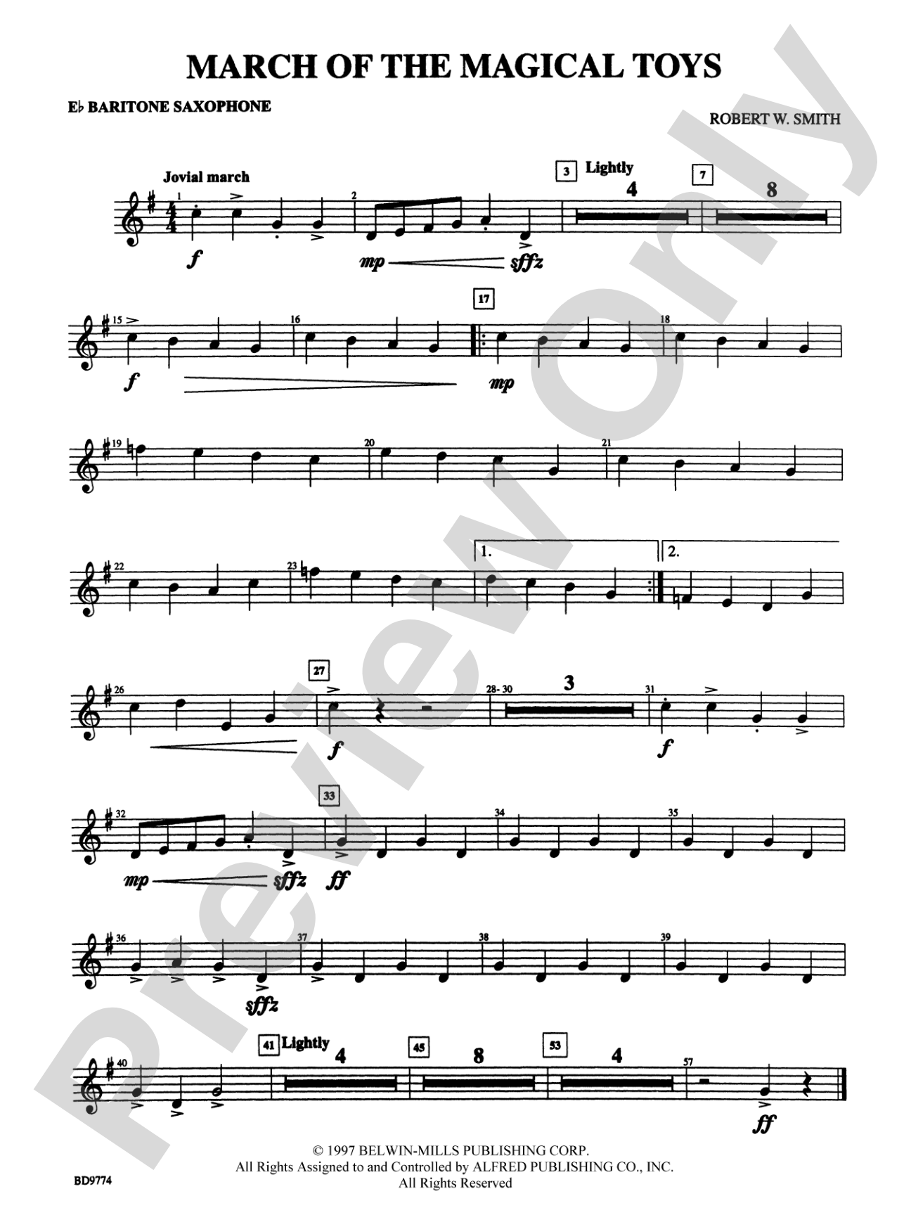 March of the Magical Toys: E-flat Baritone Saxophone