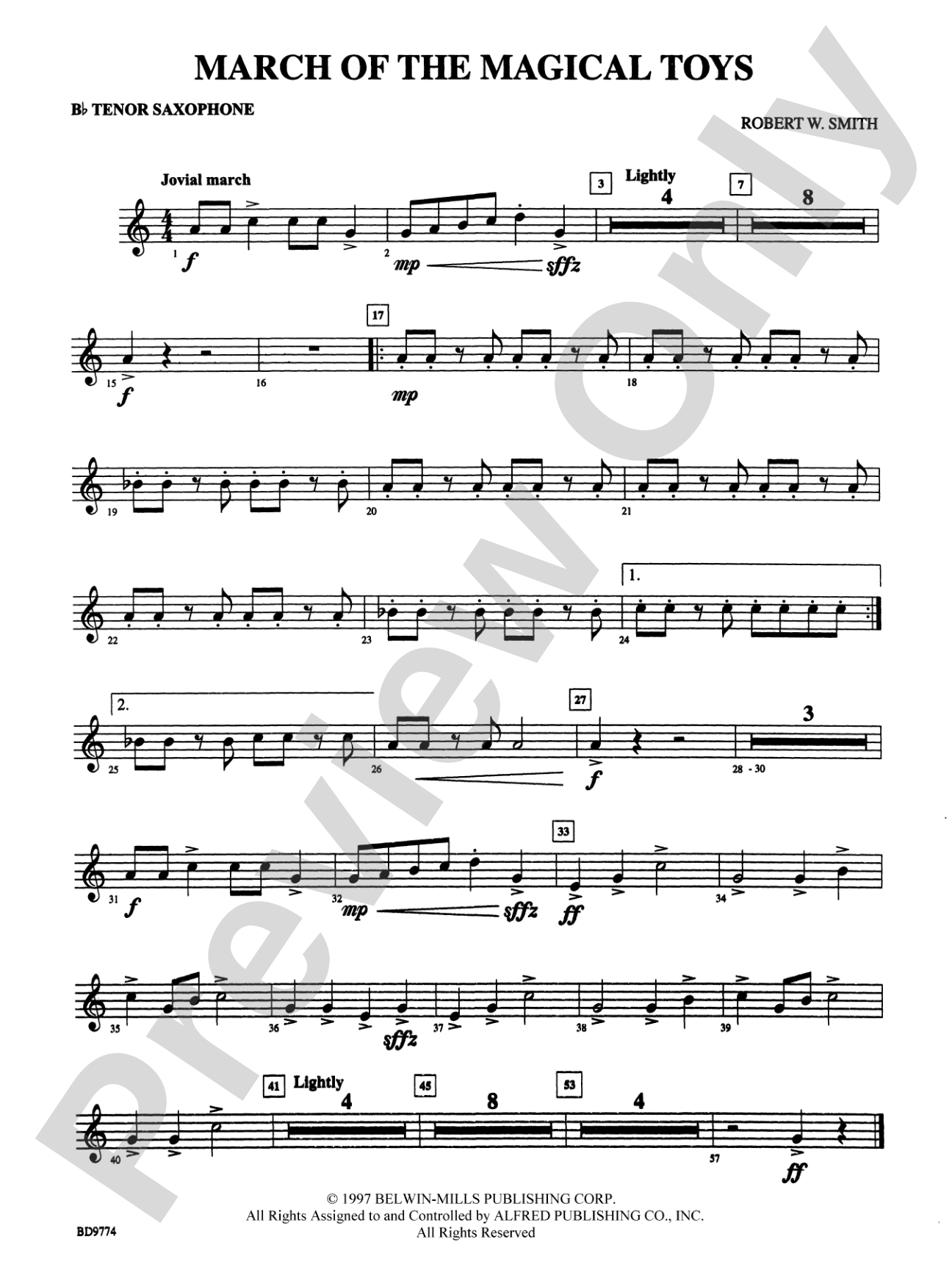 March of the Magical Toys: B-flat Tenor Saxophone