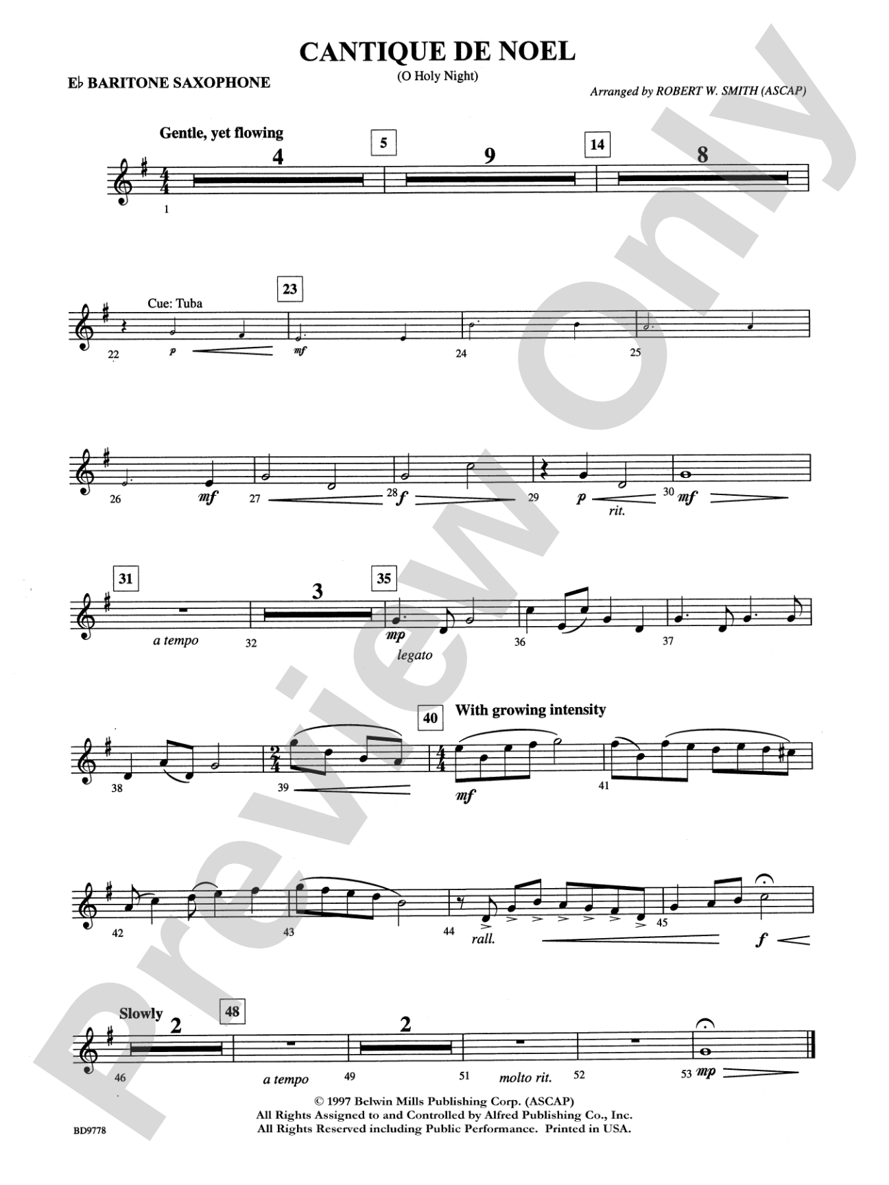 Cantique de Noel (O Holy Night): E-flat Baritone Saxophone