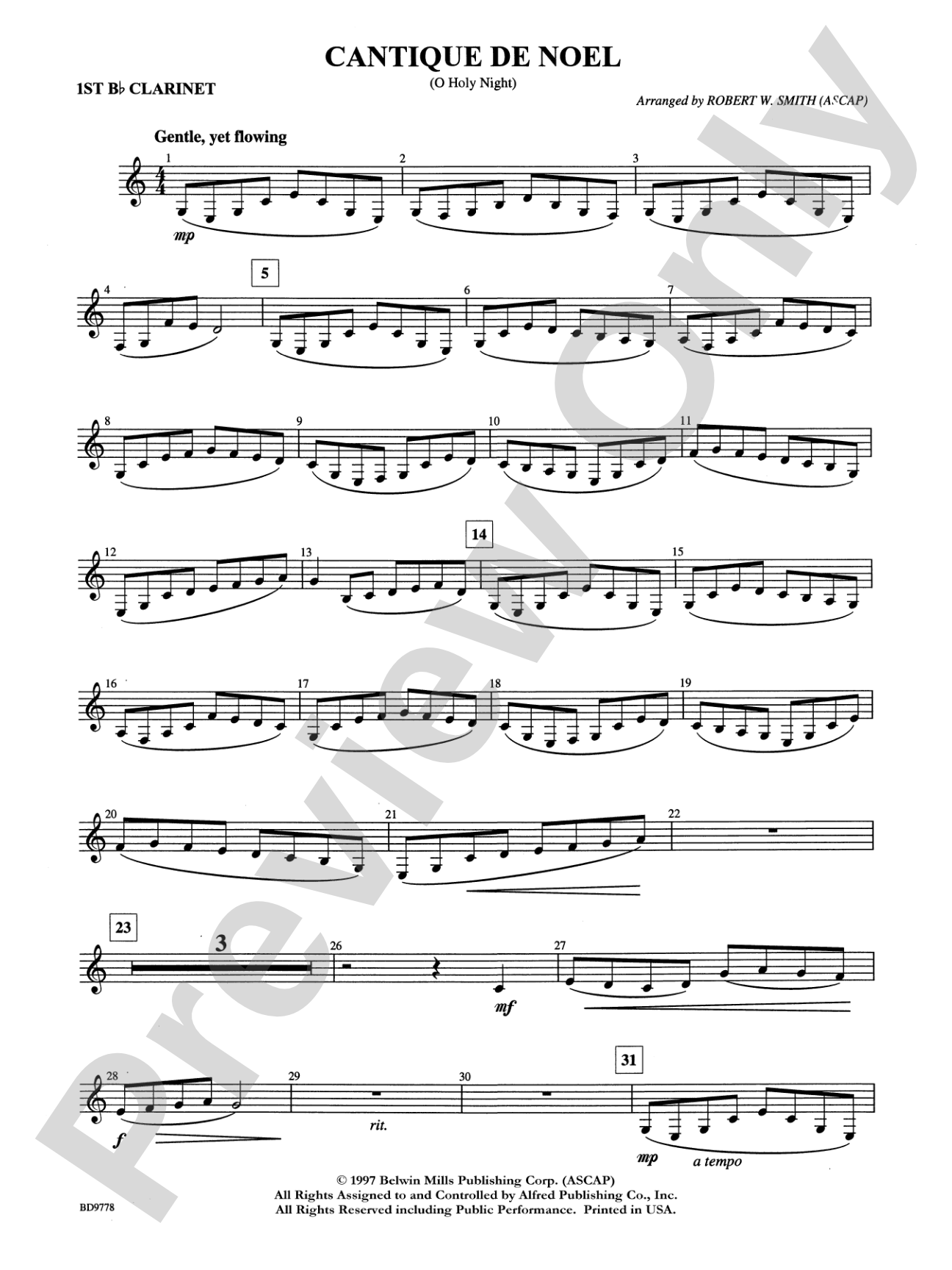 Cantique de Noel (O Holy Night): 1st B-flat Clarinet