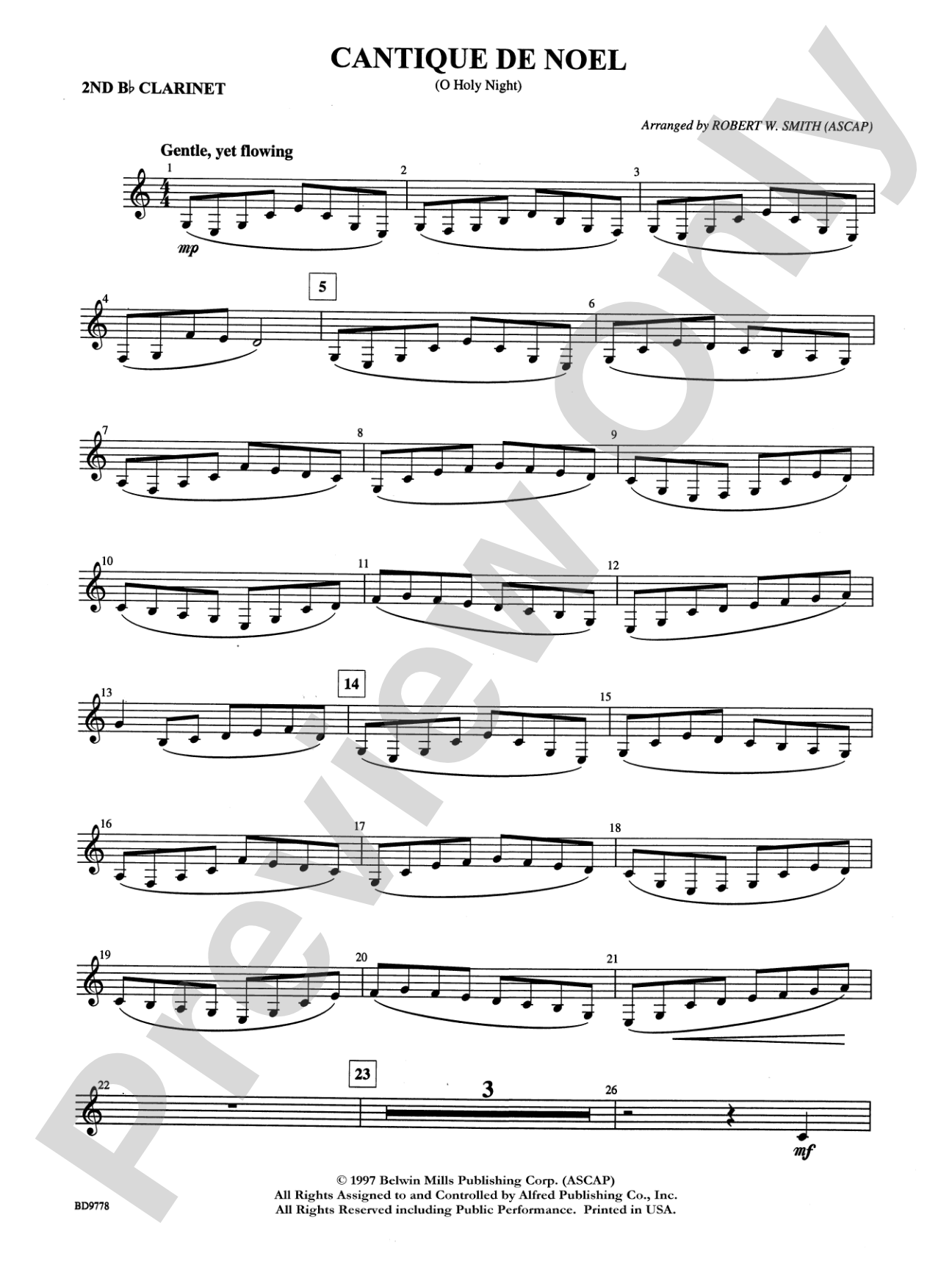 Cantique de Noel (O Holy Night): 2nd B-flat Clarinet