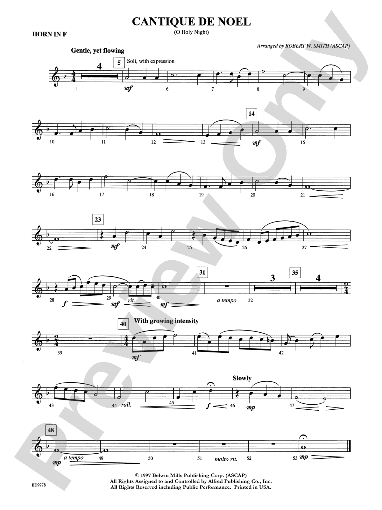 Cantique de Noel (O Holy Night): 1st F Horn