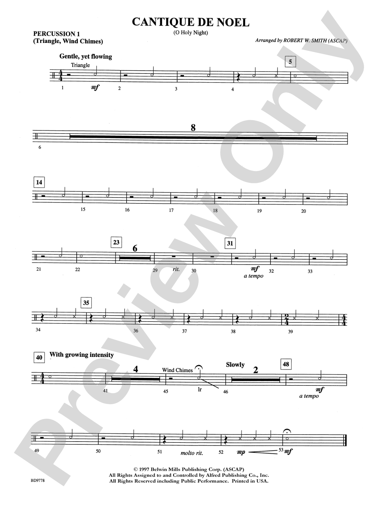 Cantique de Noel (O Holy Night): 1st Percussion