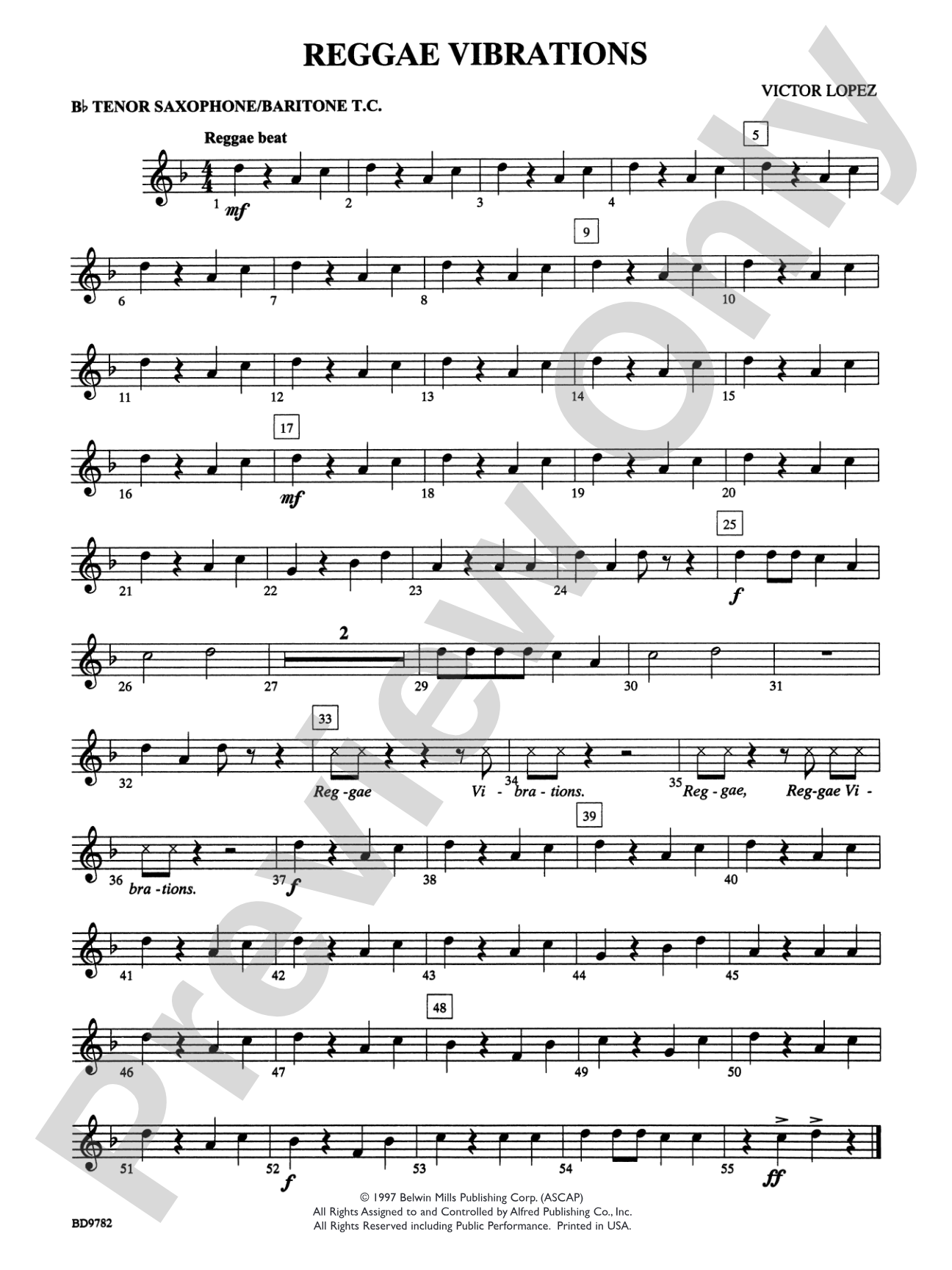 Reggae Vibrations: B-flat Tenor Saxophone