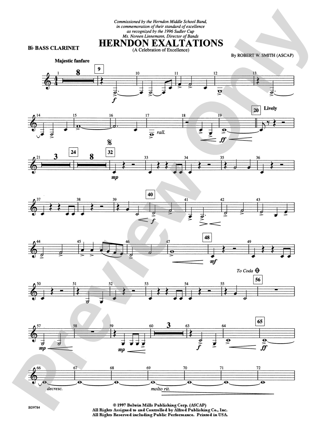 Herndon Exaltations (A Celebration of Excellence): B-flat Bass Clarinet