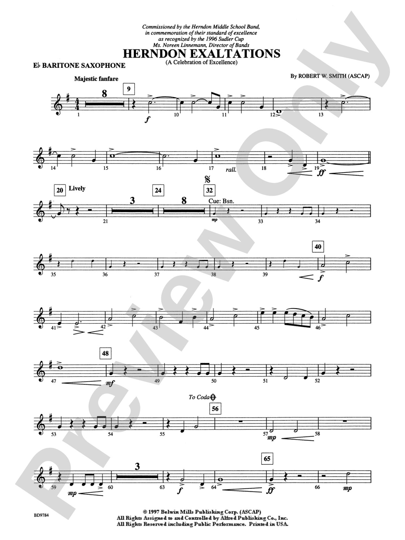 Herndon Exaltations (A Celebration of Excellence): E-flat Baritone Saxophone
