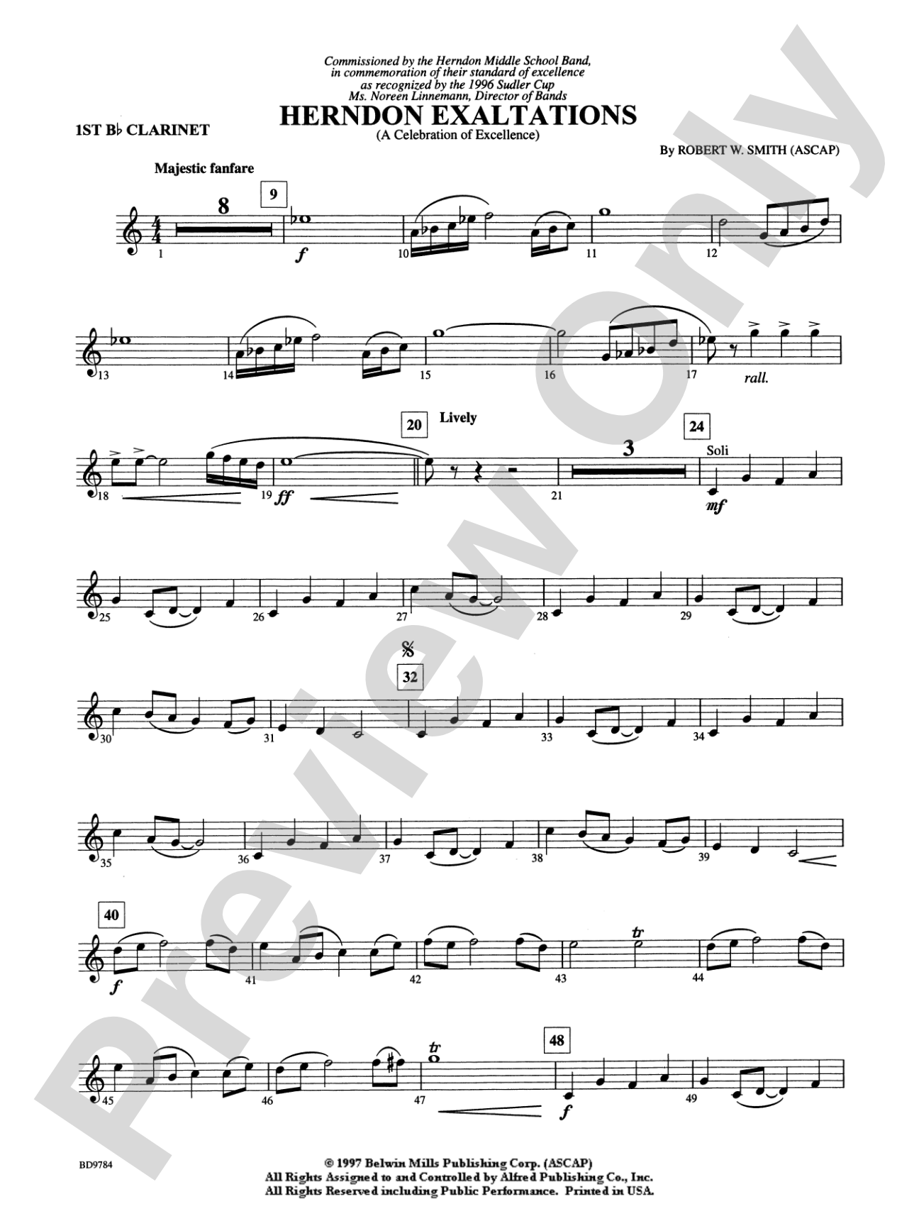 Herndon Exaltations (A Celebration of Excellence): 1st B-flat Clarinet