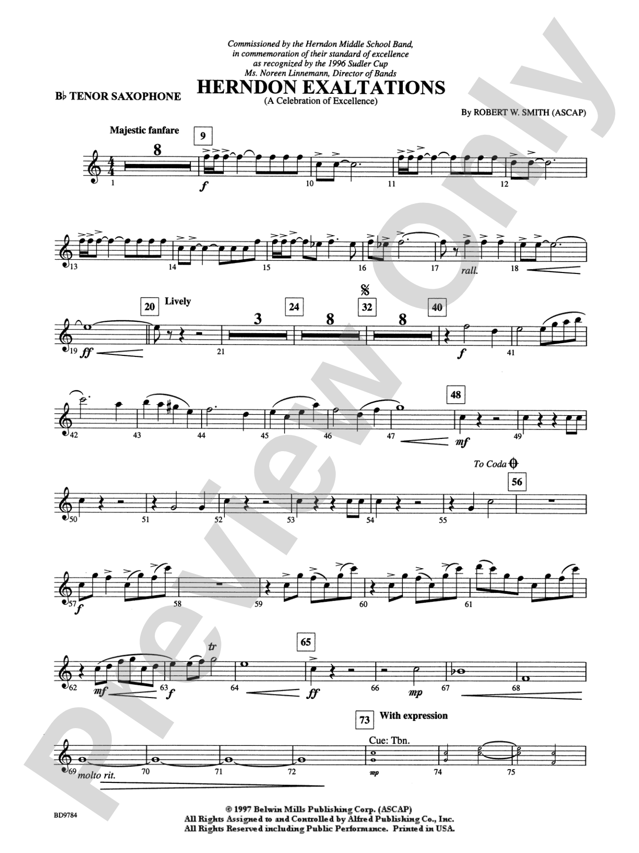 Herndon Exaltations (A Celebration of Excellence): B-flat Tenor Saxophone