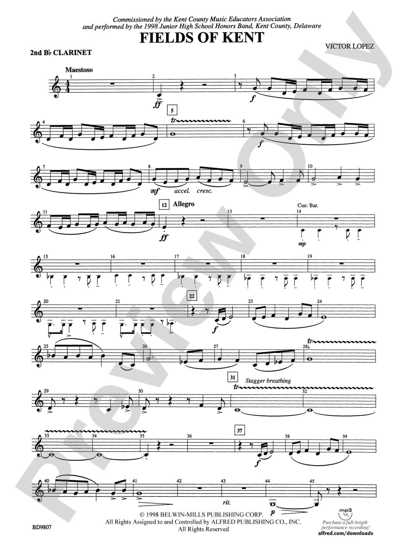 Fields of Kent: 2nd B-flat Clarinet