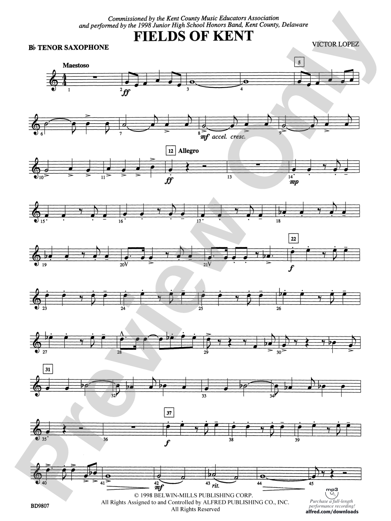 Fields of Kent: B-flat Tenor Saxophone