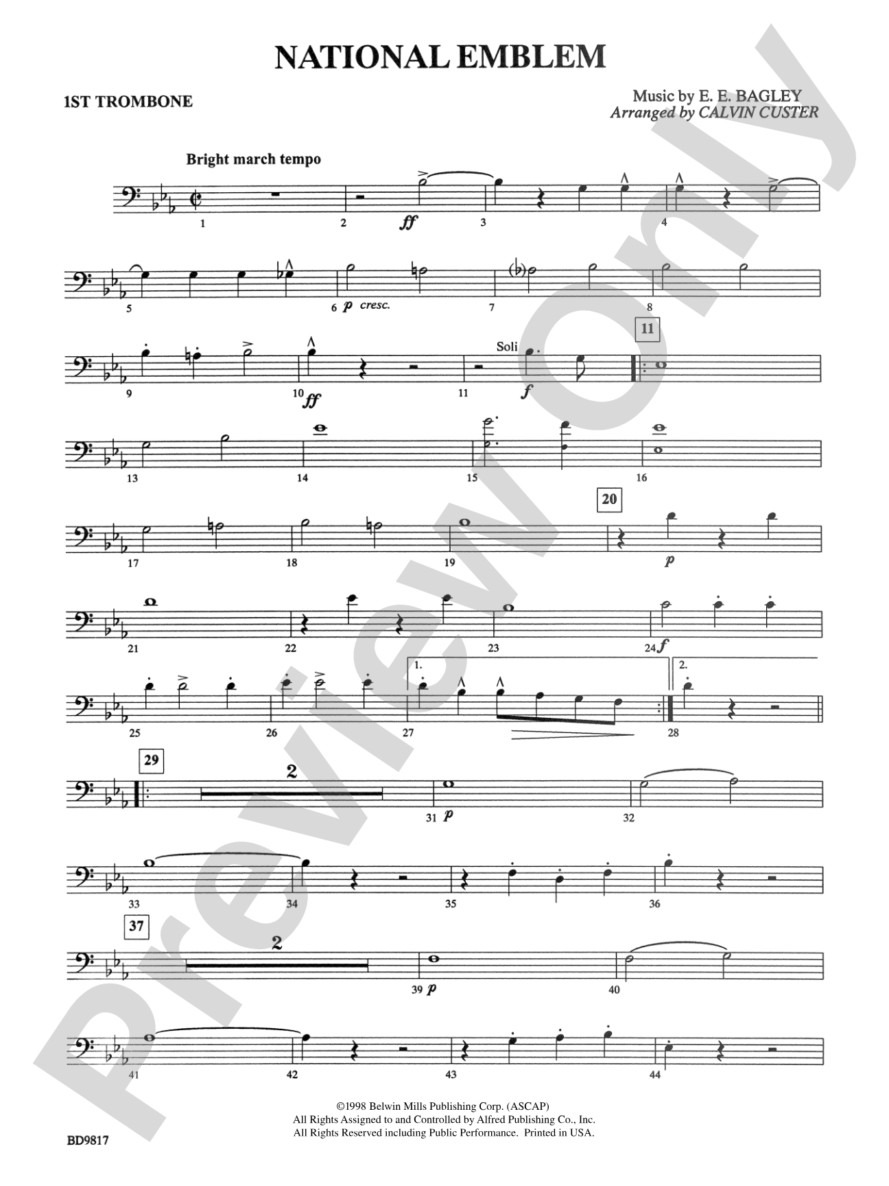 National Emblem: 1st Trombone