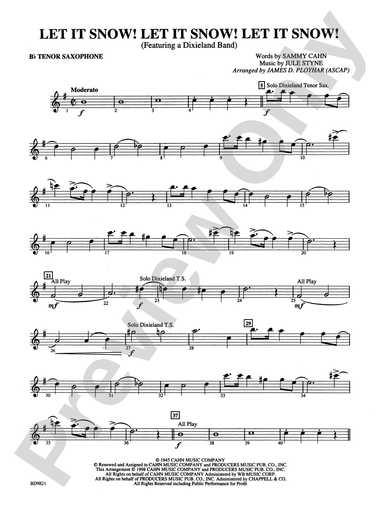 Let It Snow! Let It Snow! Let It Snow!: B-flat Tenor Saxophone