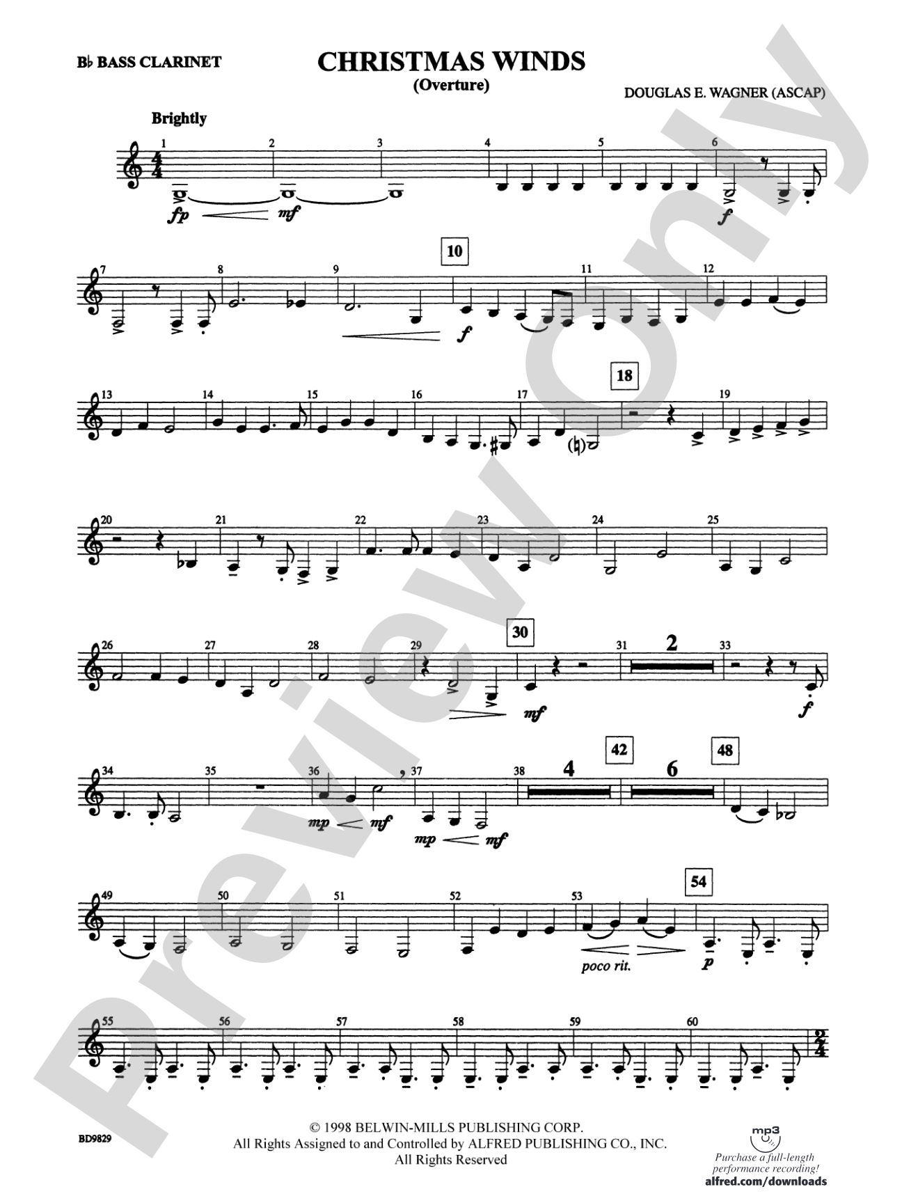 Christmas Winds (Overture): B-flat Bass Clarinet