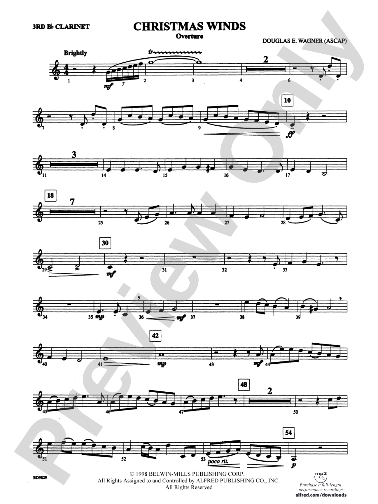 Christmas Winds (Overture): 3rd B-flat Clarinet